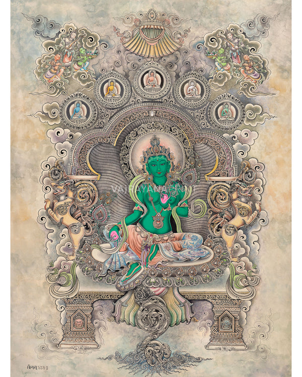 Mother Green Tara Thangka Print