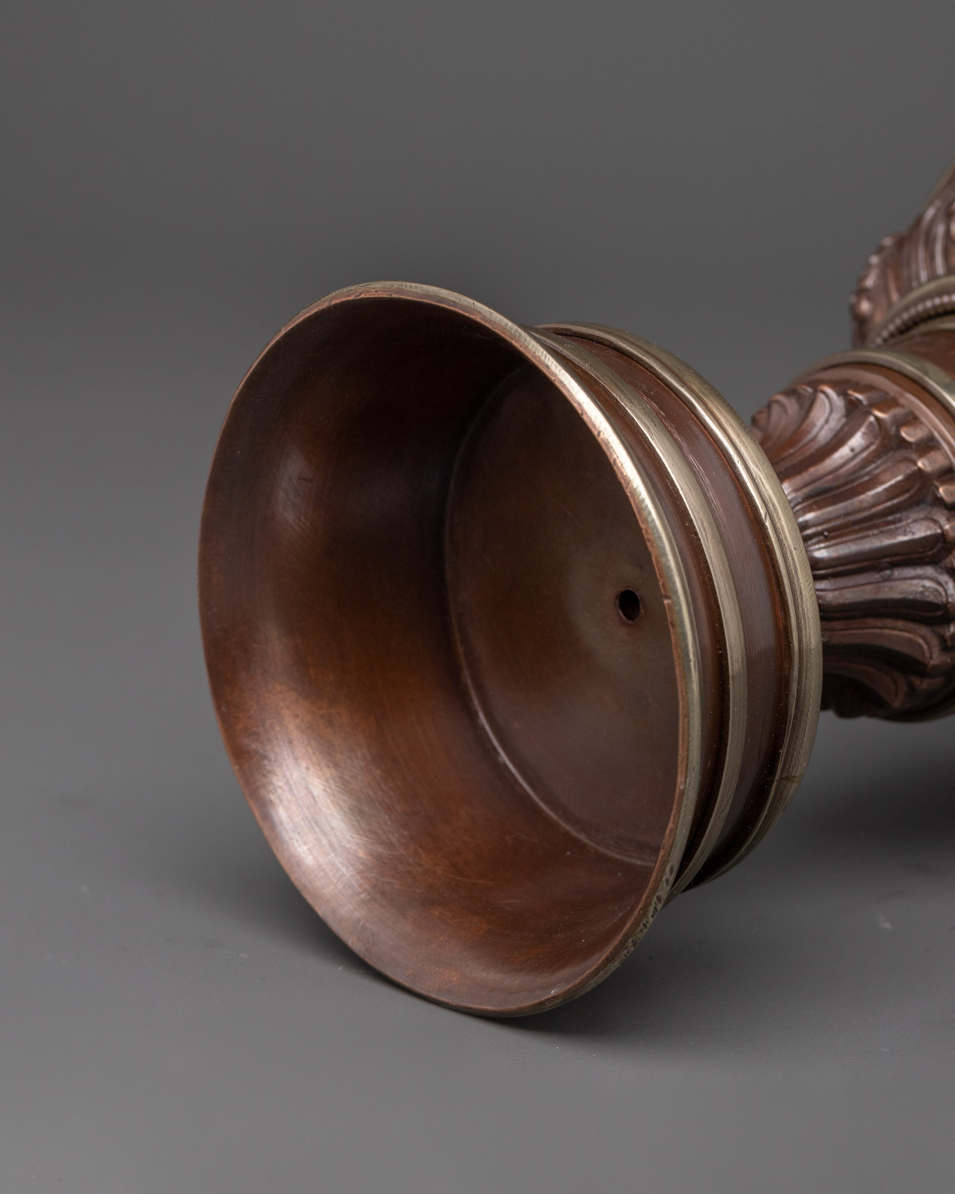 Oxidized Copper Butter Lamp Set | Tibetan Buddhist Ritual Light Offering Bowl