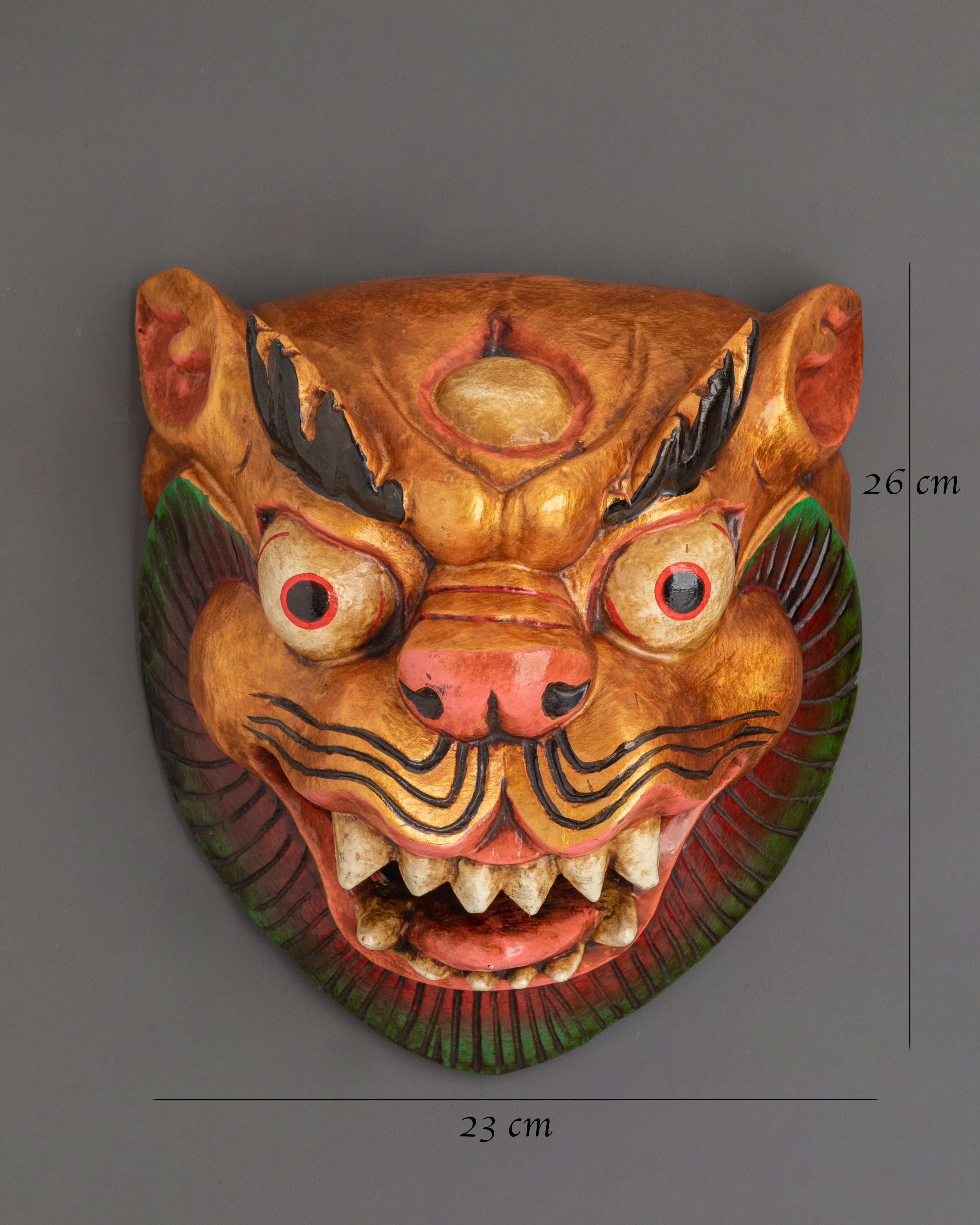 Tibetan Style Wooden Mask Wall Hanging | Buddhist Spiritual Protector Home Decor