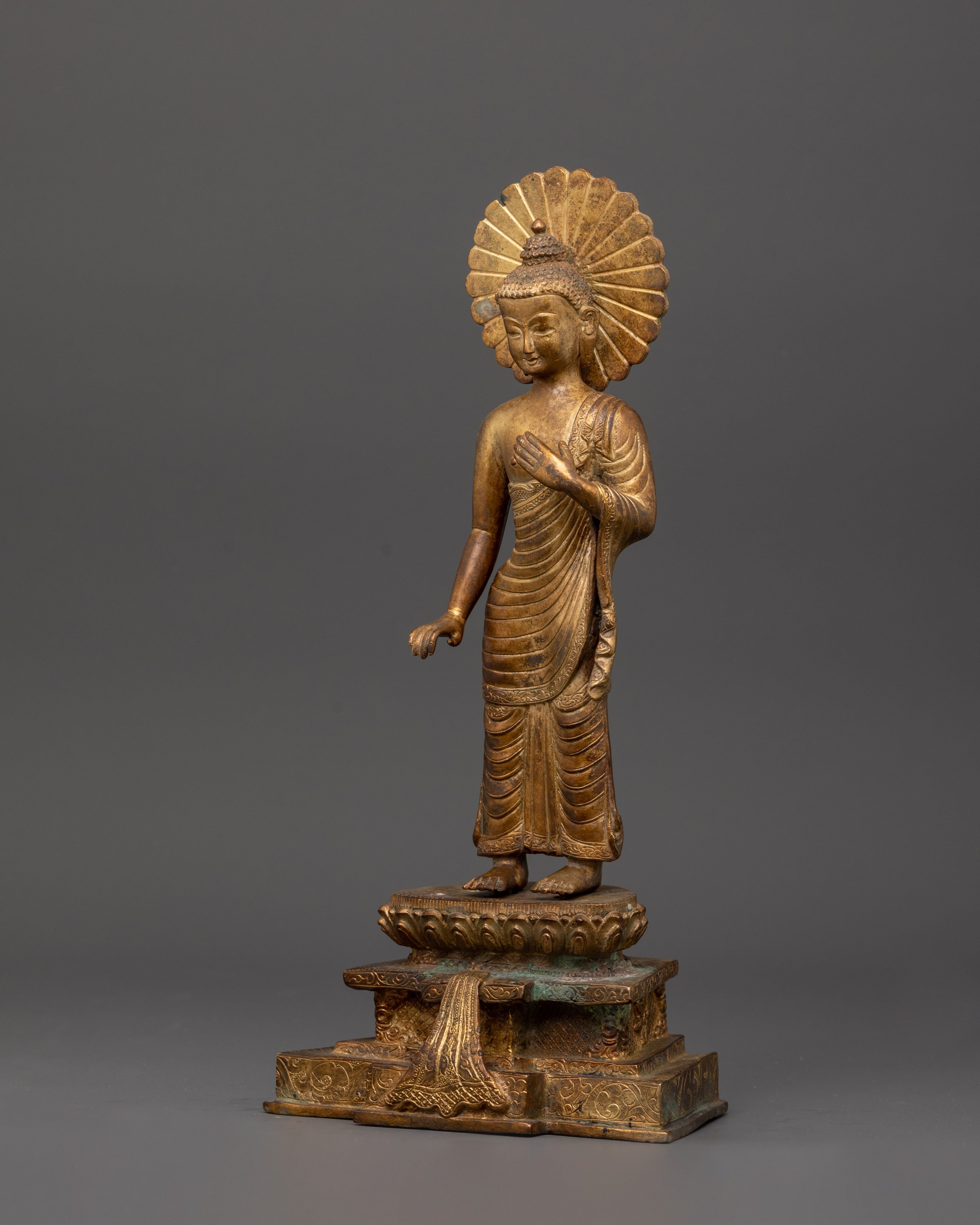 Antique Finish Shakyamuni Buddha Statue | Meditation Space and Sacred Decor
