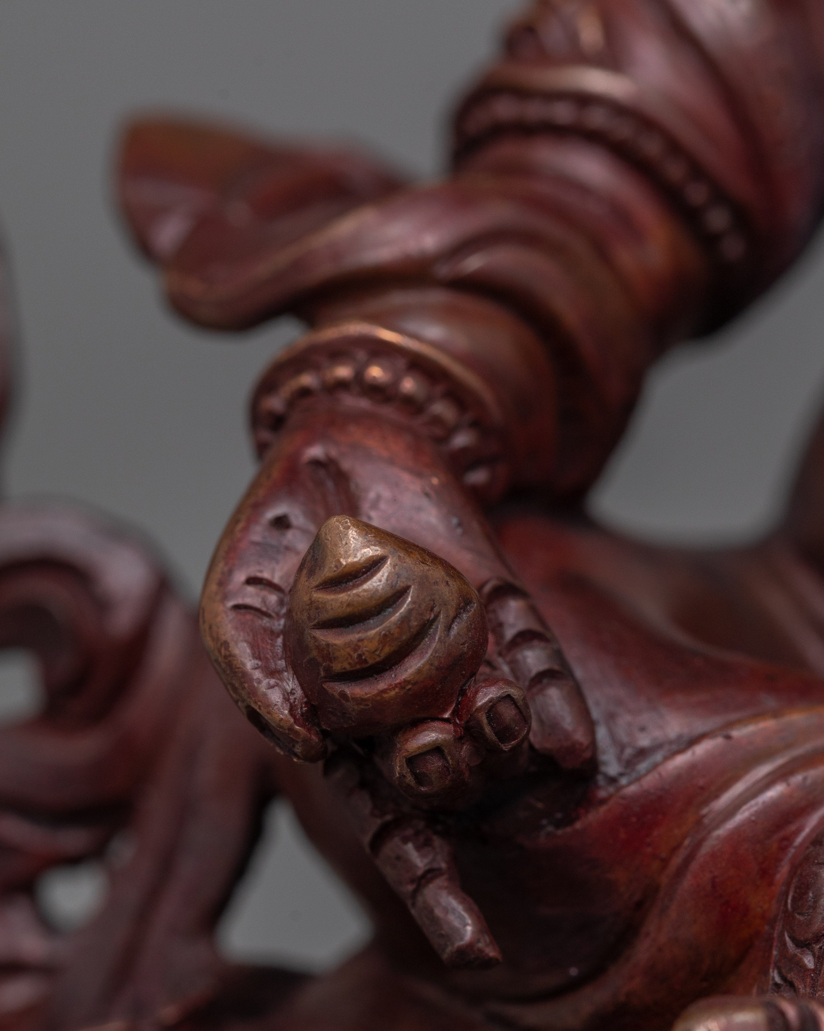 Dzambhala with Oxidized Copper Body Statue | The Embodiment of Prosperity