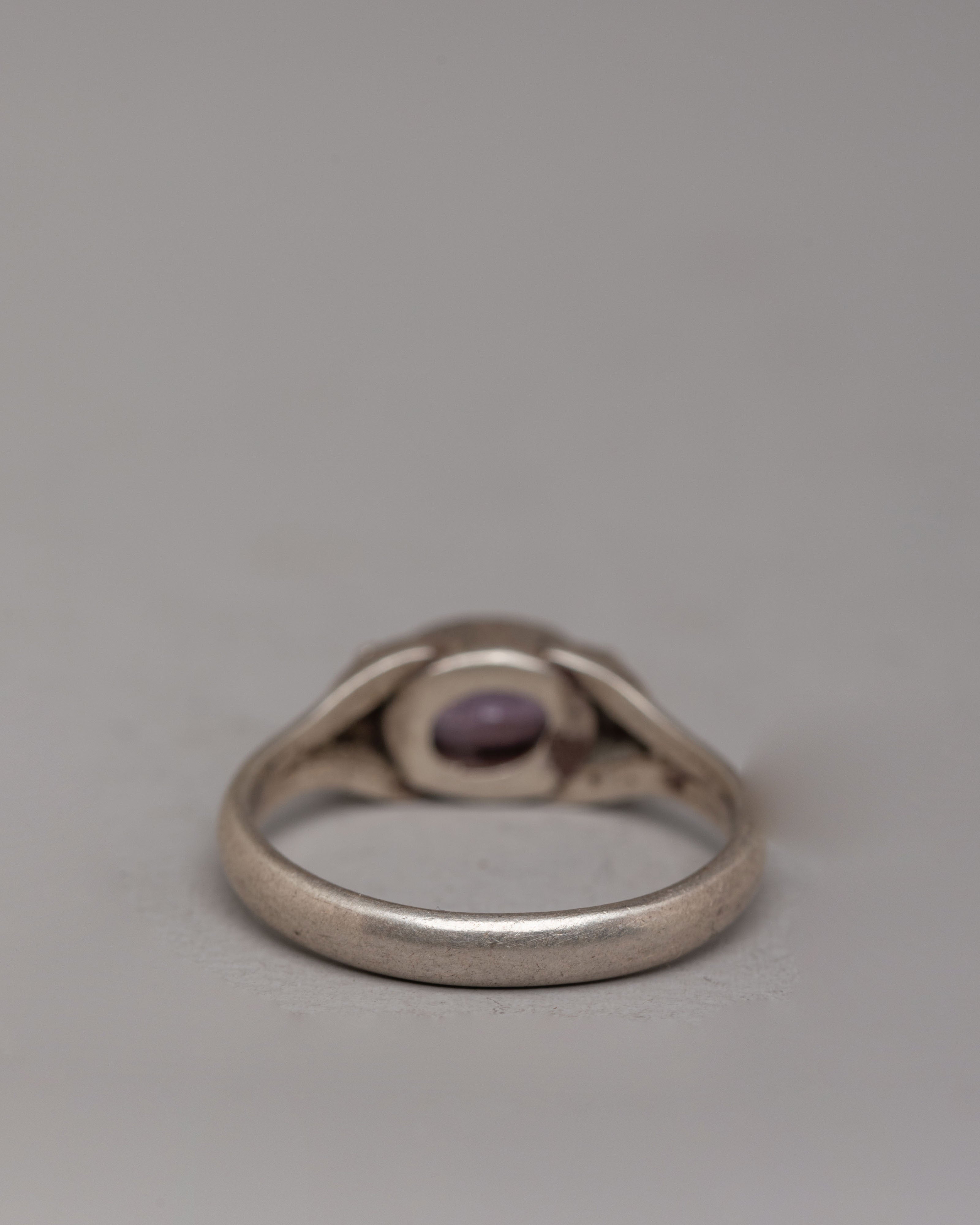 Natural Stone Zircon Ring | Artisan Silver Ring