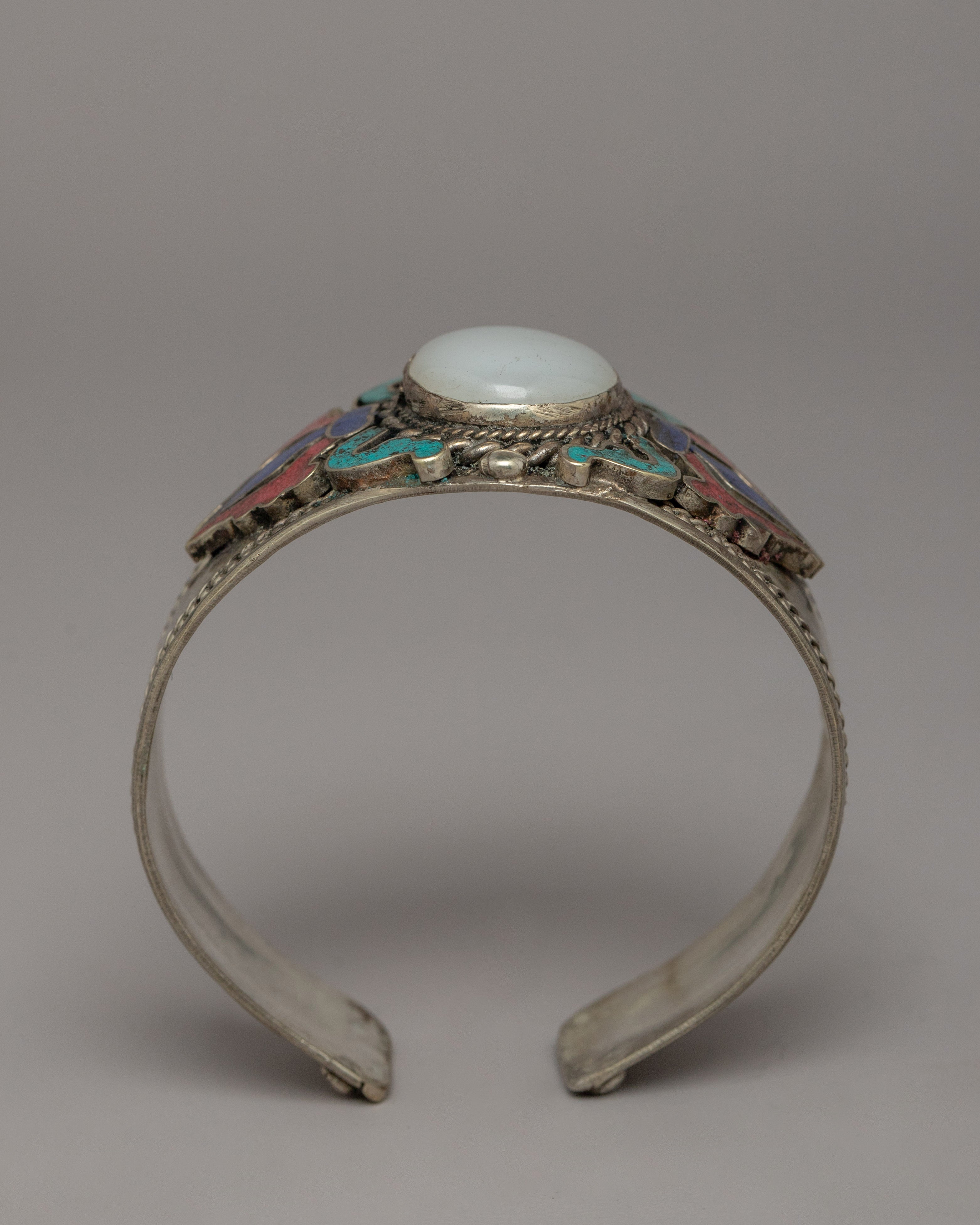 White Metal with Gemstone Bracelet | Spiritual Gemstone Jewelry