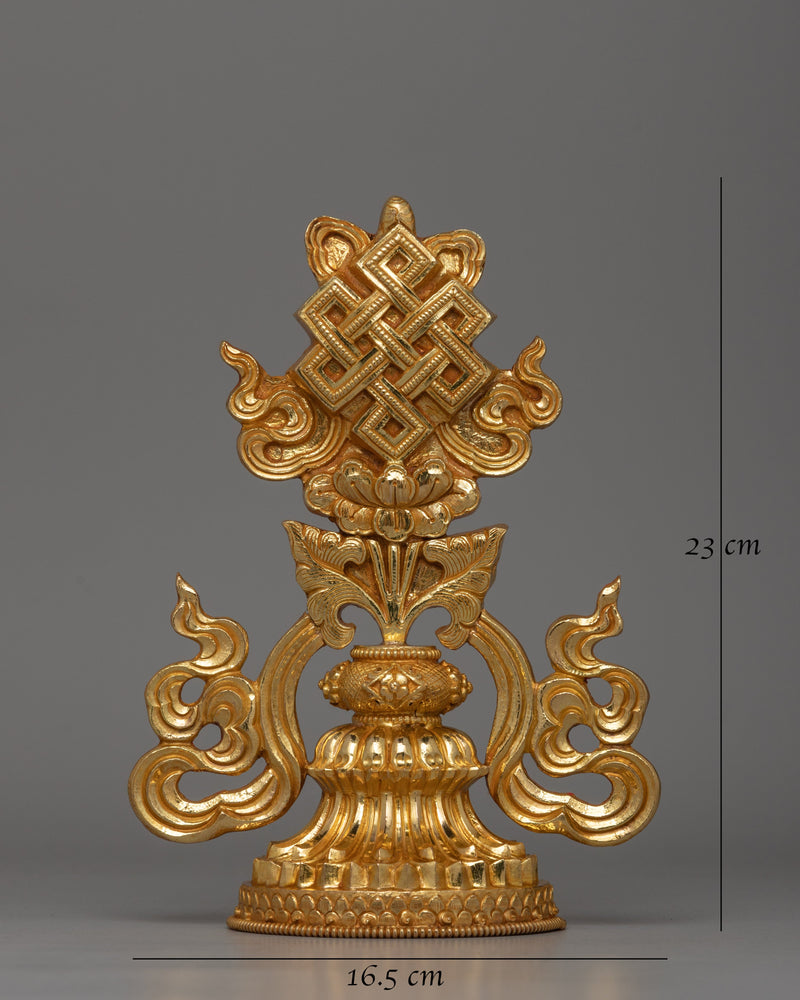 Gold-Plated Auspicious Symbol | Buddhist Rituals and Home Decor