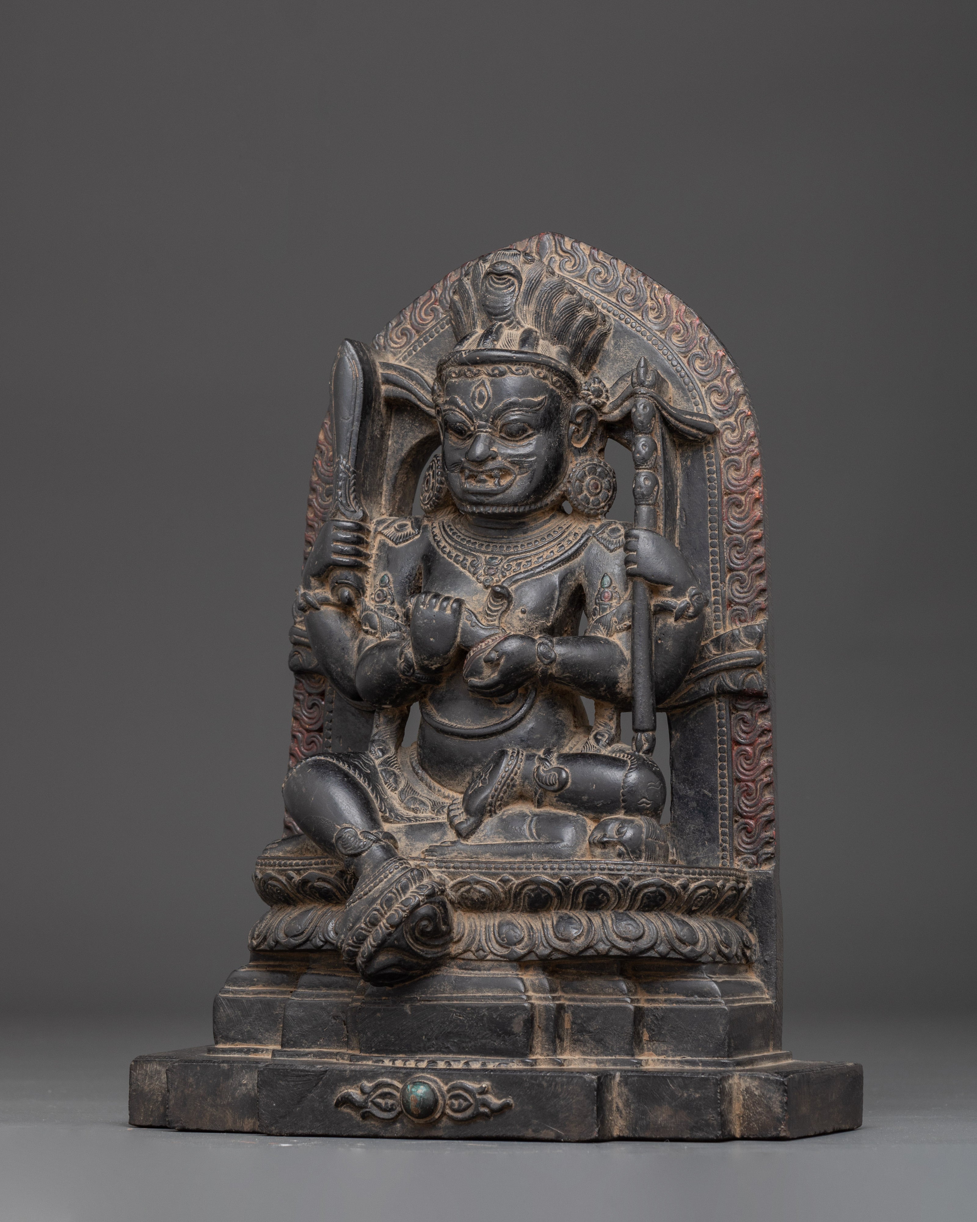 Sacred Four-Armed Mahakala Statue | Protector Deity of Dharma
