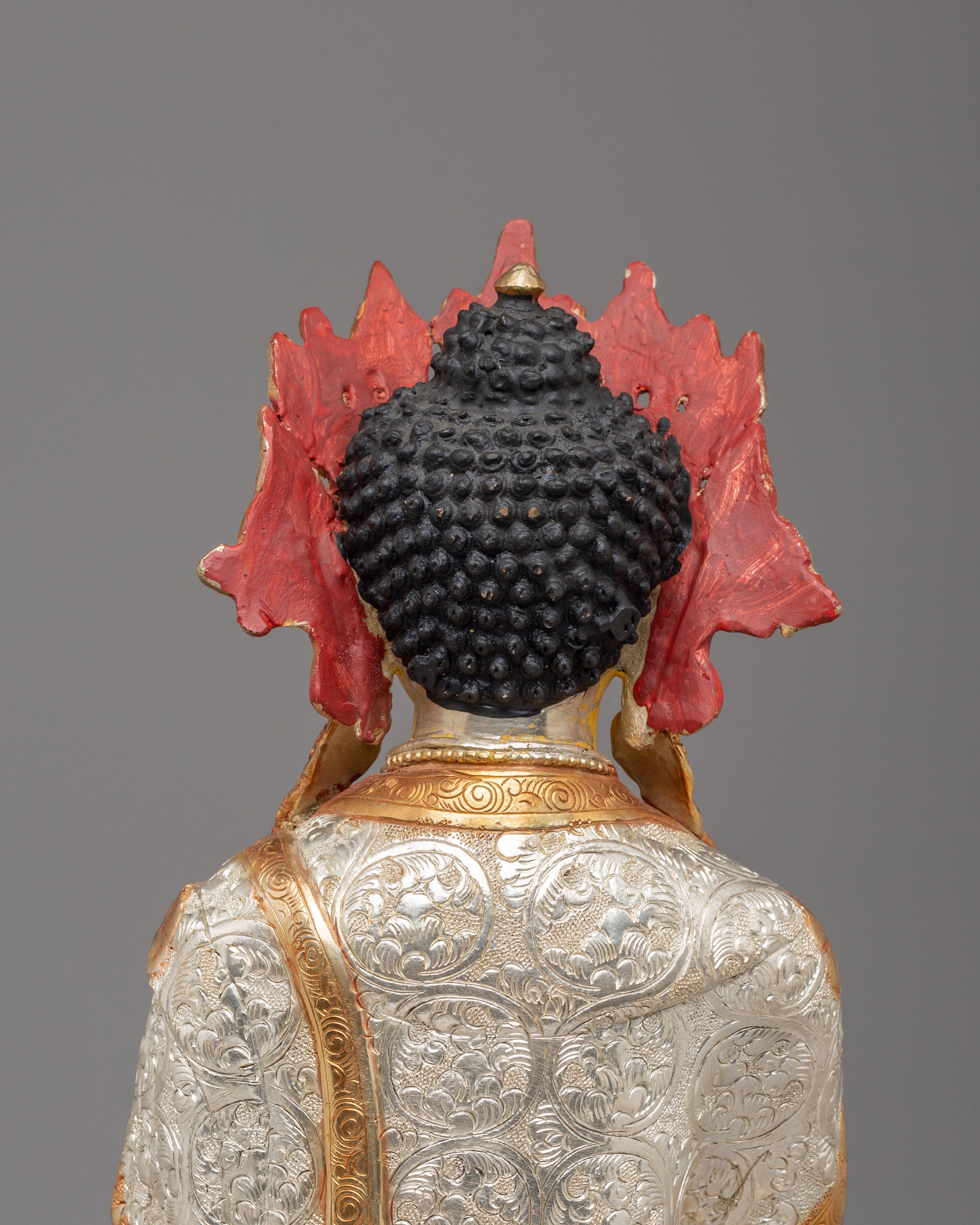 Buddhist Crown Shakyamuni Buddha Statue | Handcrafted Tibetan Deity Sculpture