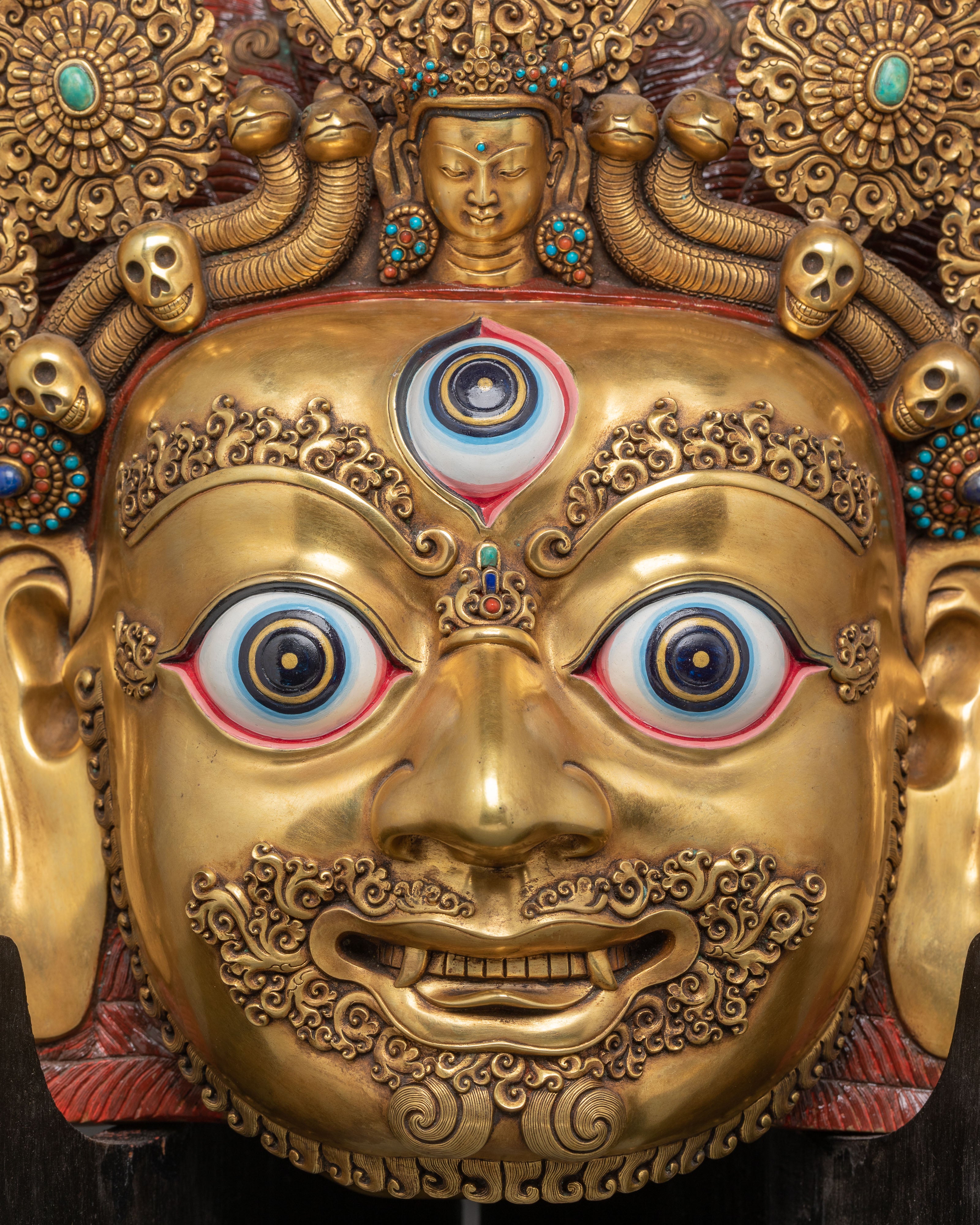 Masterfully Crafted Bhairava Mask | The Fearsome Protector of Dharma