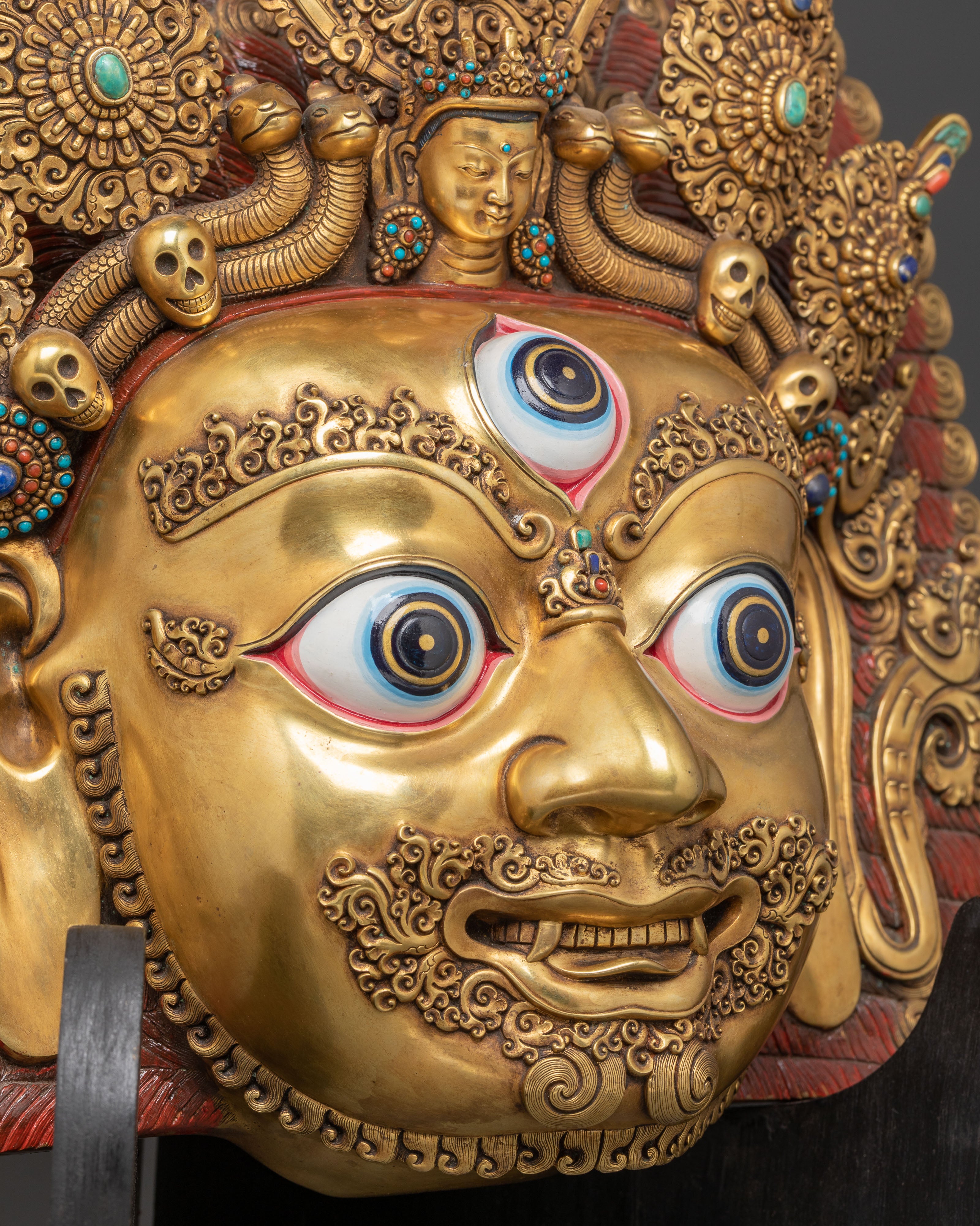 Masterfully Crafted Bhairava Mask | The Fearsome Protector of Dharma