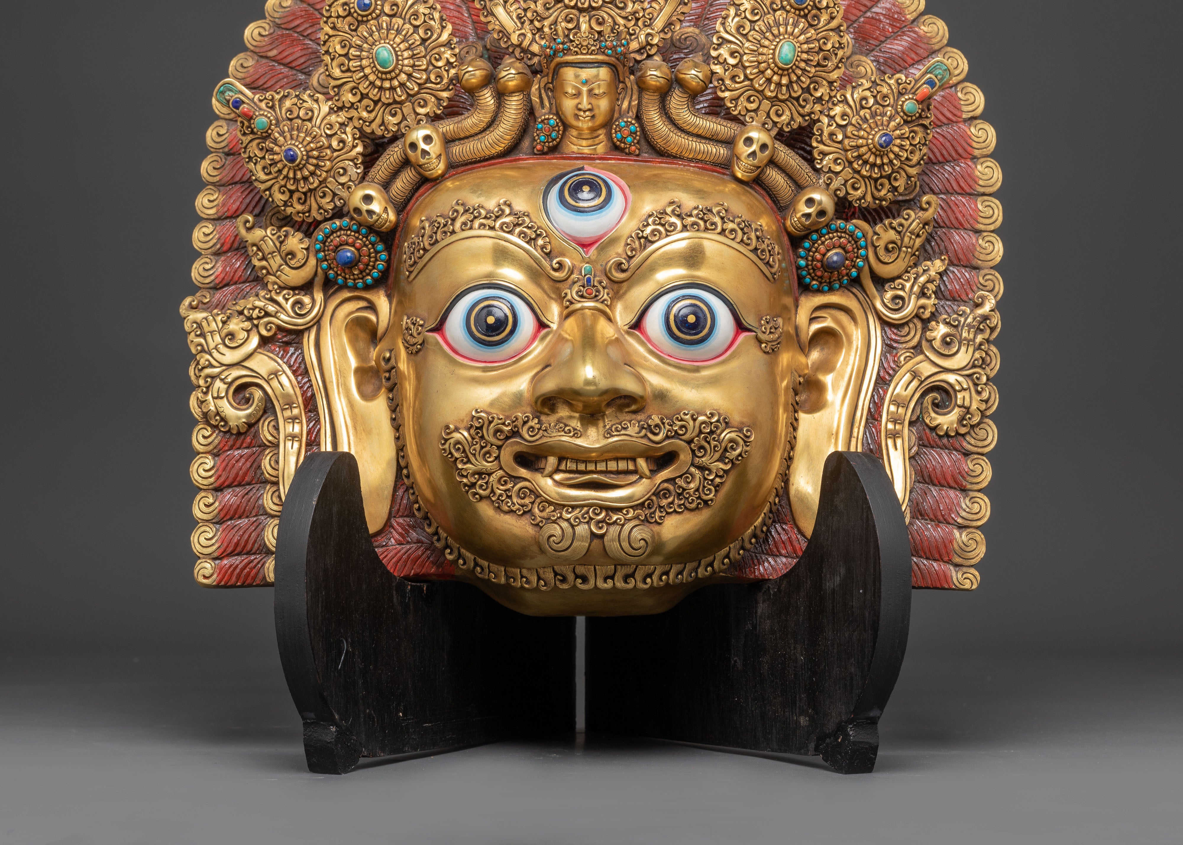 Masterfully Crafted Bhairava Mask | The Fearsome Protector of Dharma