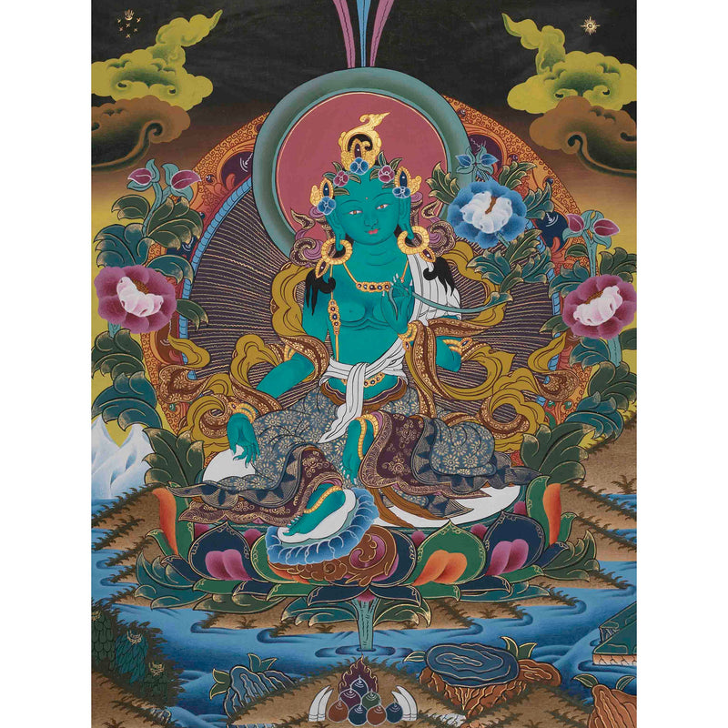 Green Tara Thangka Painting 