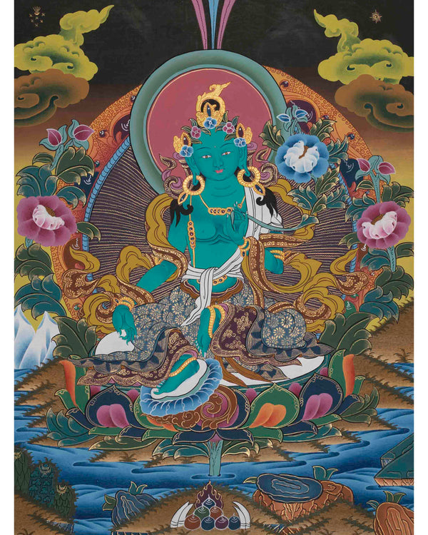 Green Tara Thangka Painting | Goddess of Compassion