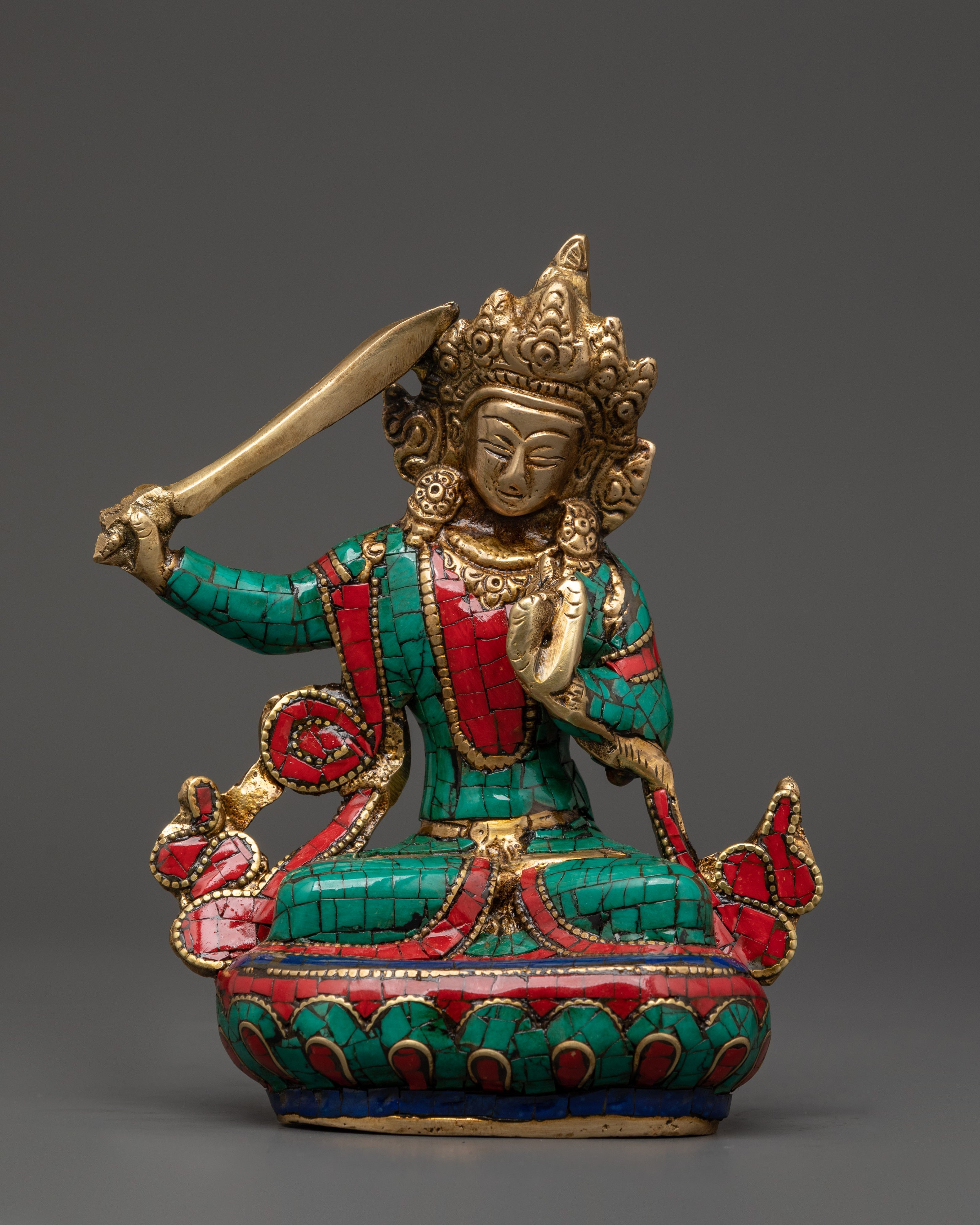 Handcrafted Brass Manjushri Statue
