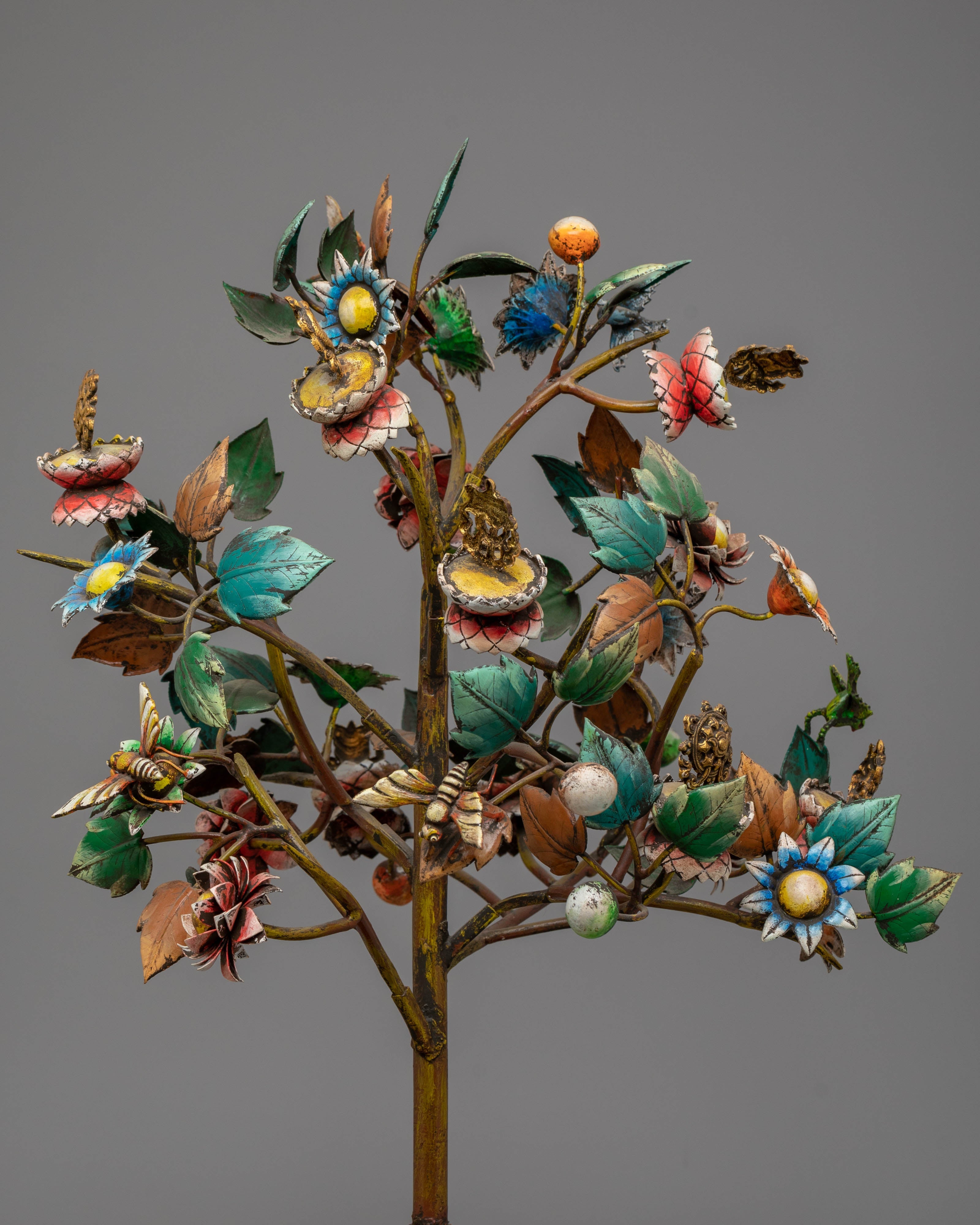 Wish-Fulfilling Seven Jewel Tree | Handcrafted Copper Artwork