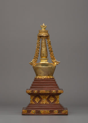 Handcrafted Buddhist Enlightenment Stupa |  Sacred Tibetan Shrine