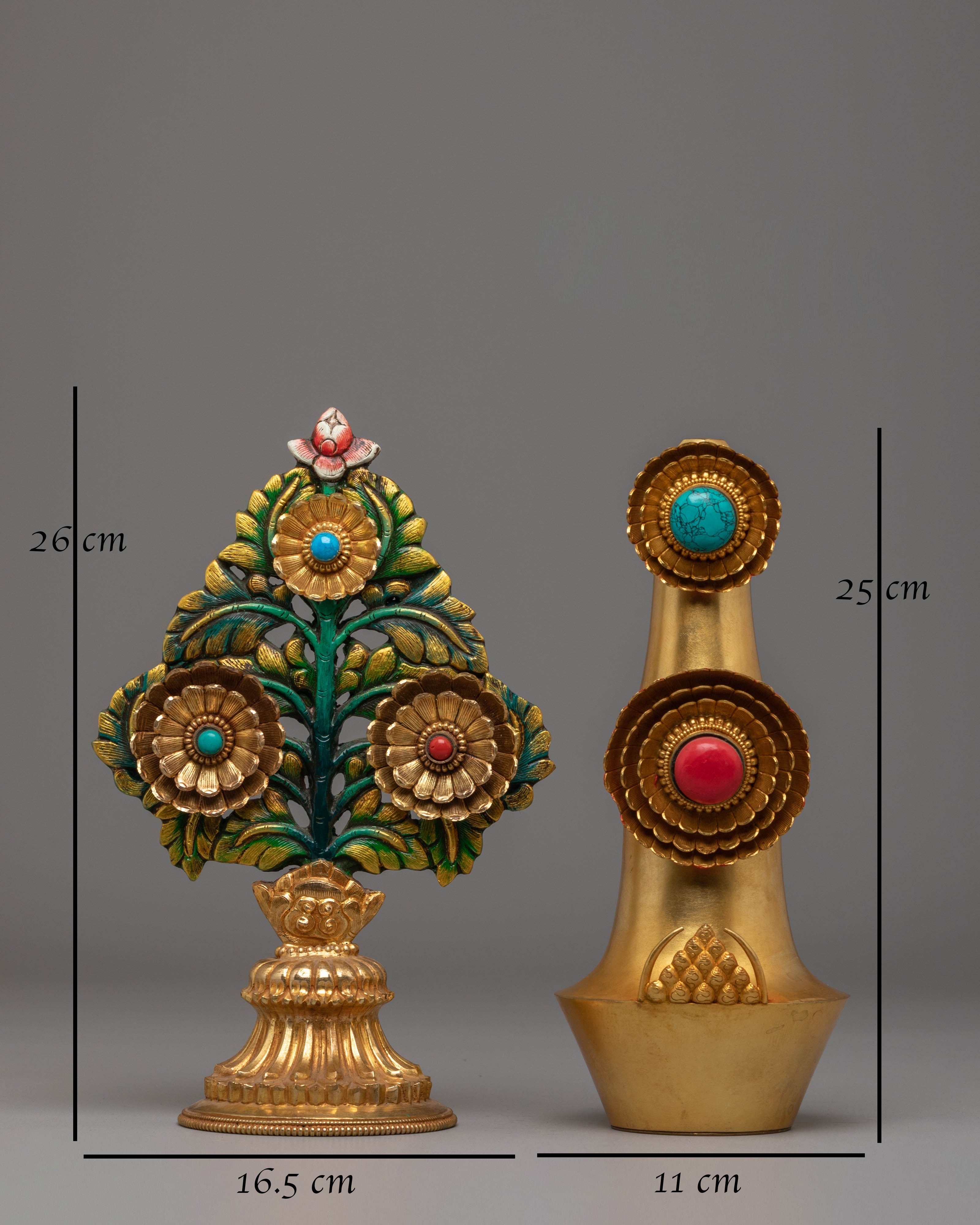Spiritual Tibetan Torma Set | Sacred Buddhist Offering with Floral Ornament