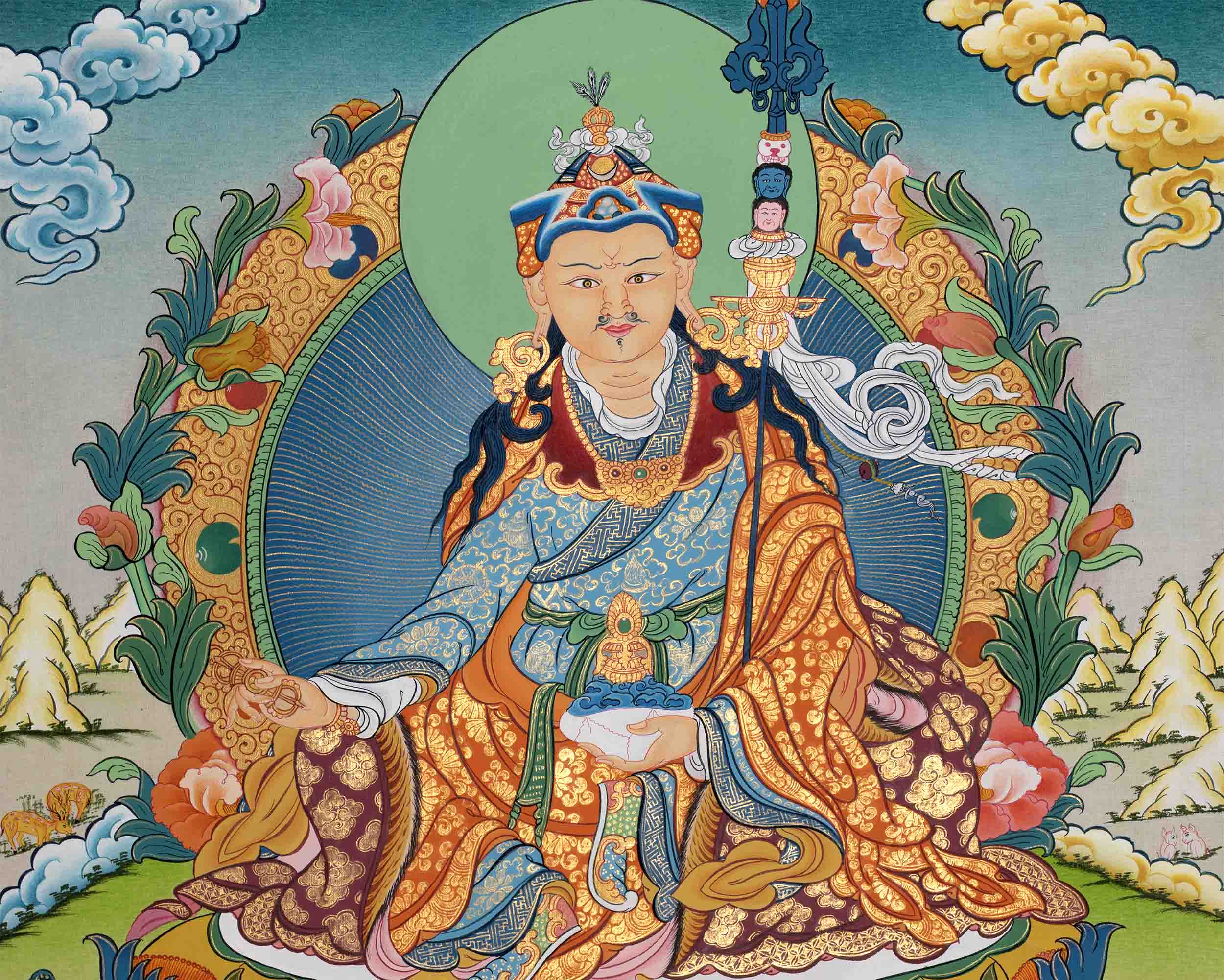 Traditional Hand-Painted Guru Rinpoche | Tibetan Buddhism Art
