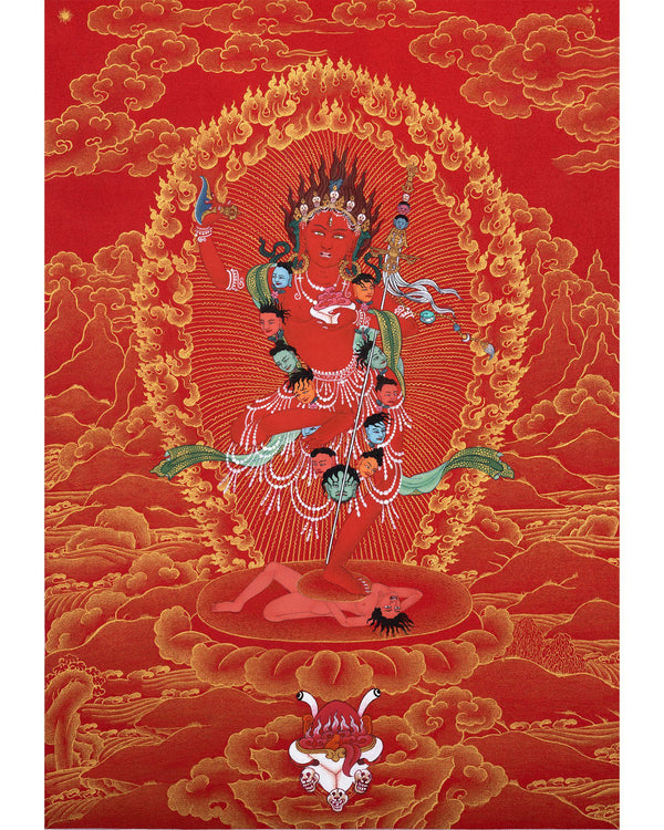 Vajravarahi, Dakini, Yogini Thangka Painting, Hand Painted Vajrayana Buddhist Art