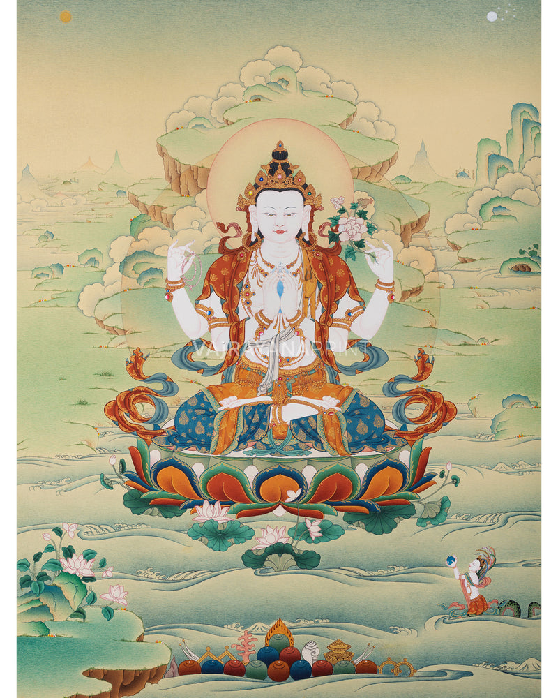 Chenrezig Thangka Print 