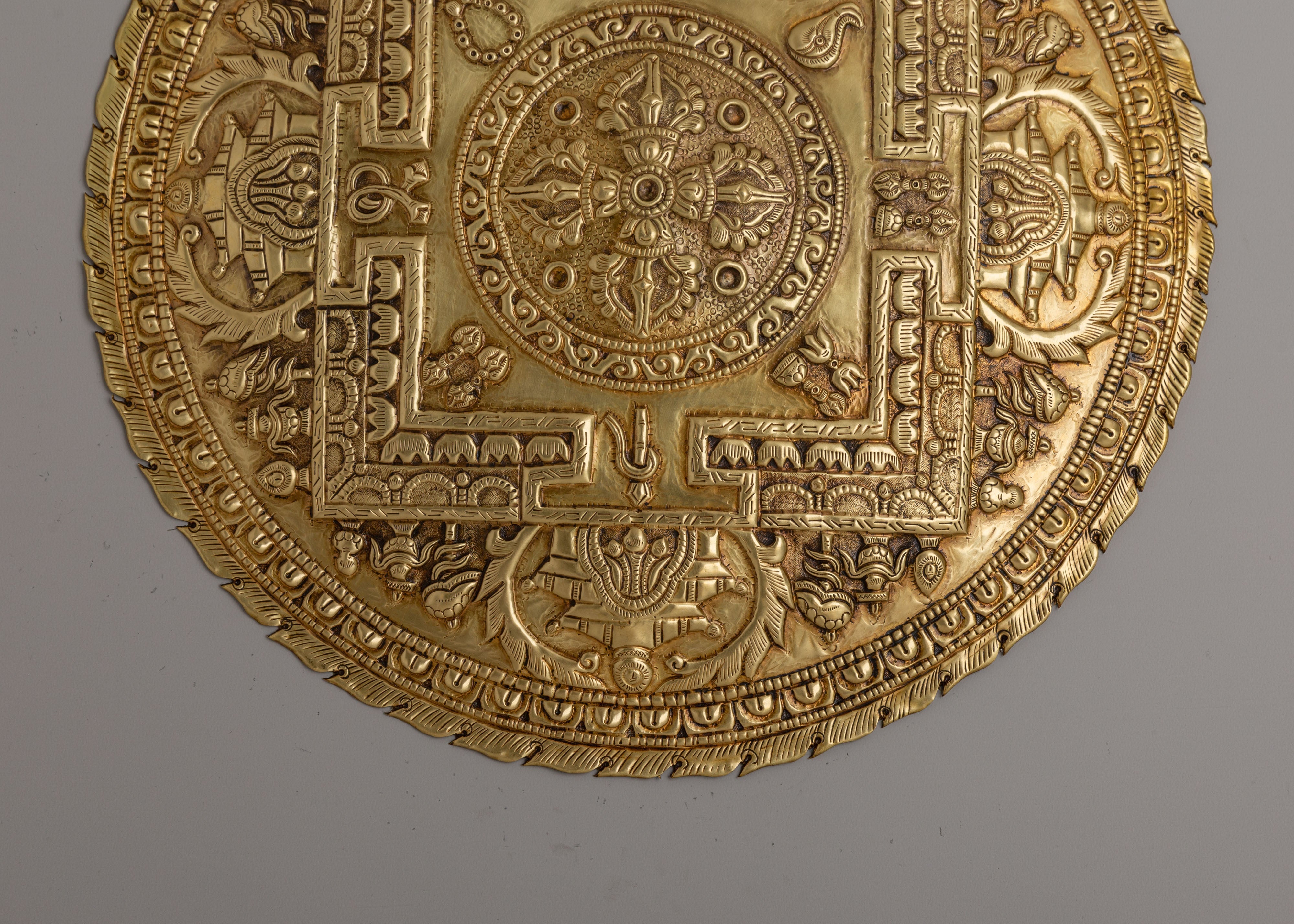 Handcarved Mandala Wall Hanging | Gemstone Inlaid