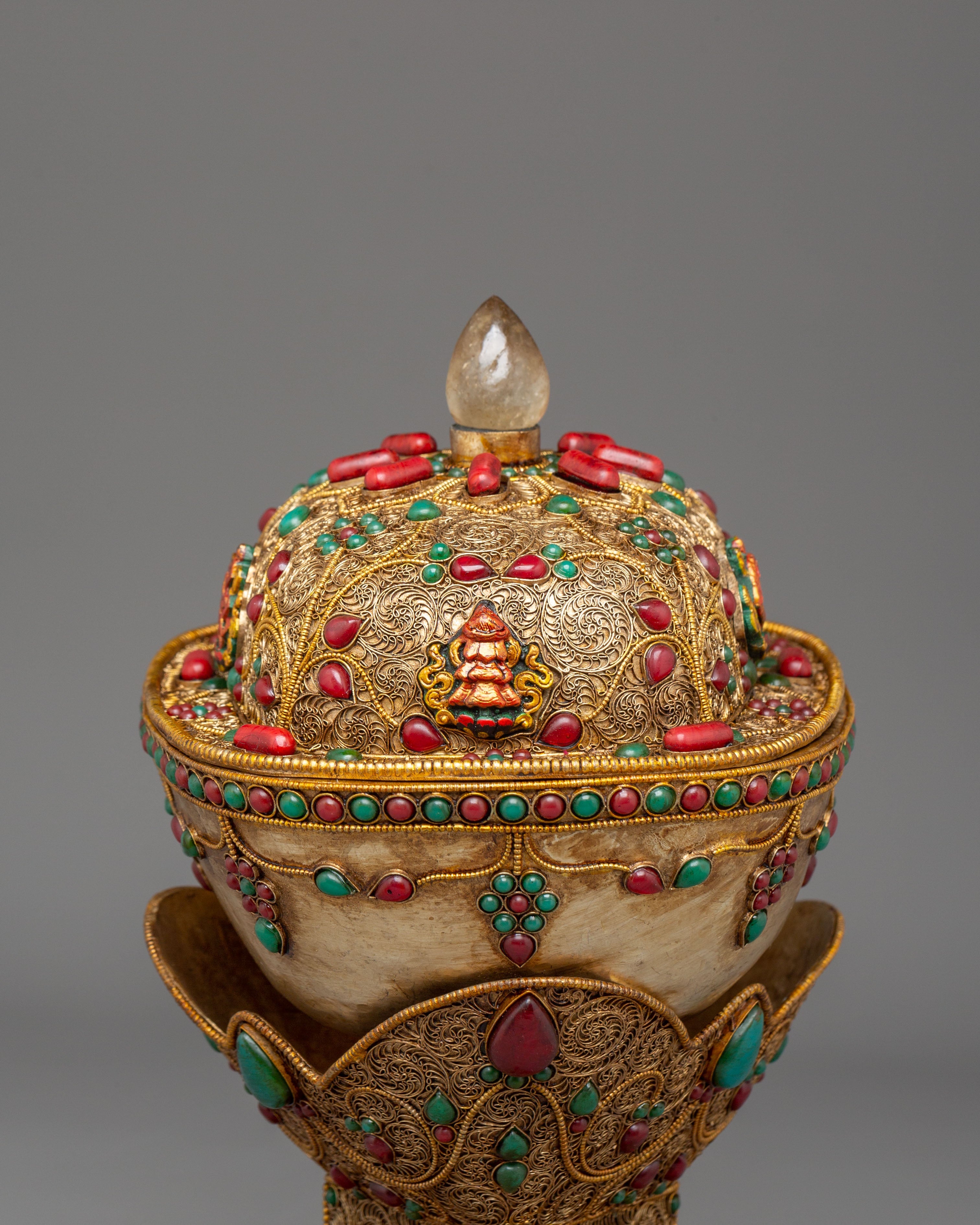 Sacred Kapala Ritual Offering Cup | Traditional Tibetan Altarware