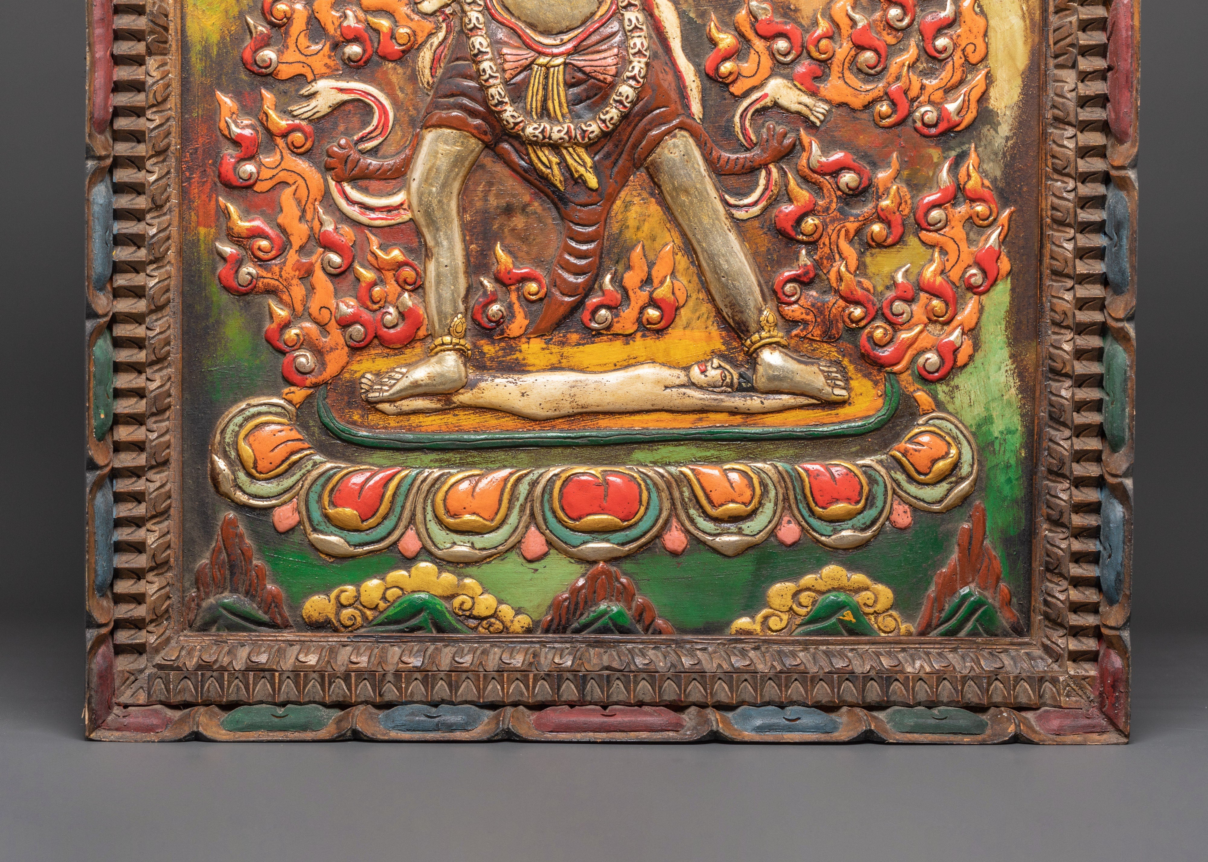 Ekajati Wooden Crafted Wall Hanging | Tibetan Buddhist Wall Art