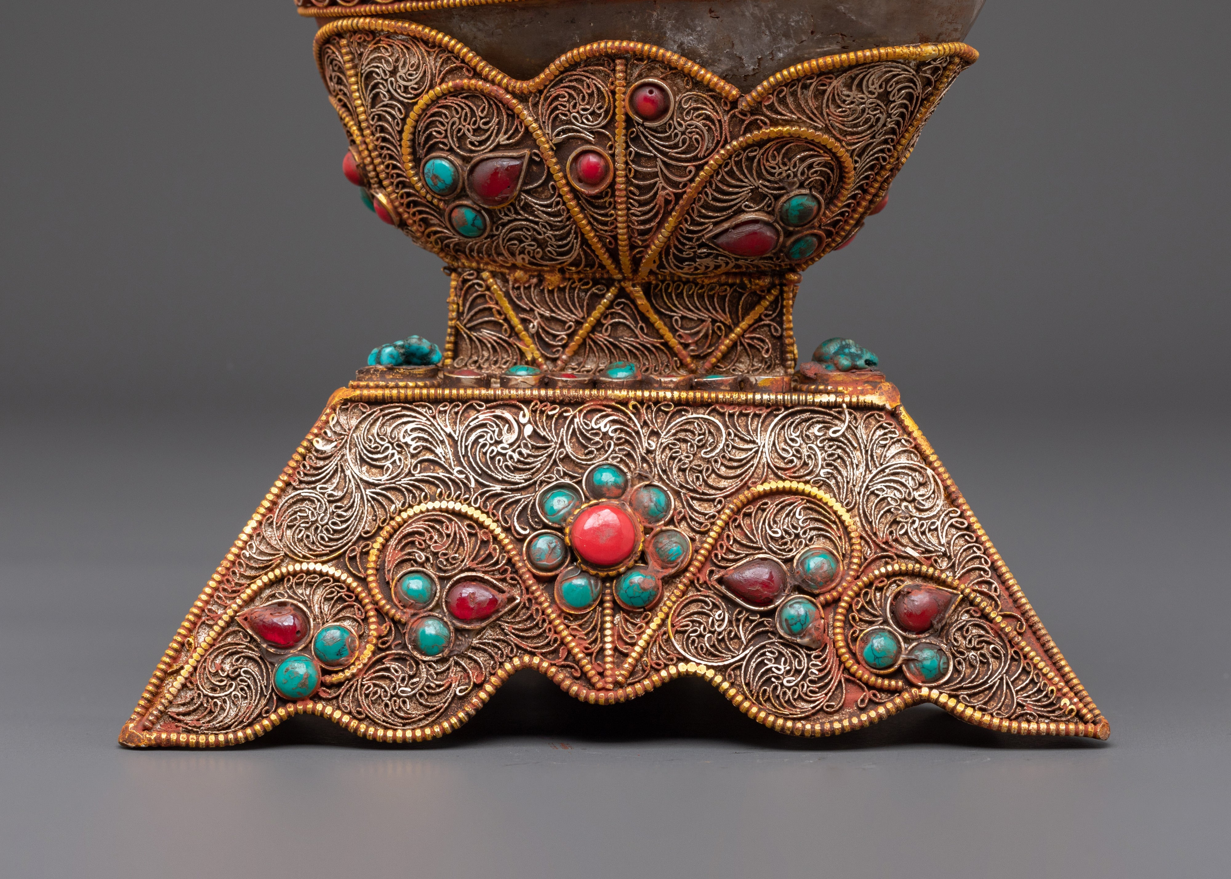 Spiritual Kapala Offering Cup | Handcrafted Buddhist Ritual Vessel