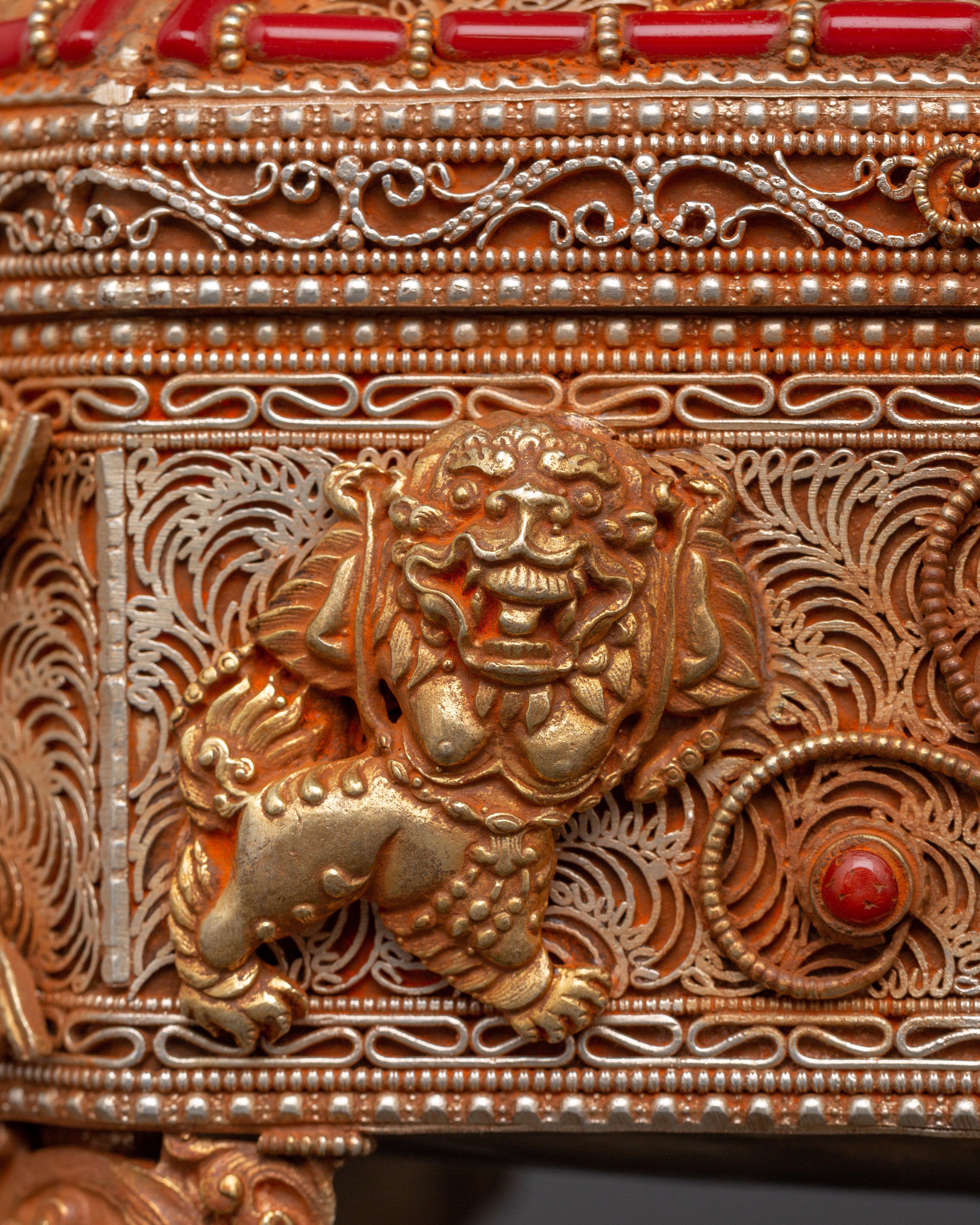 Tibetan Treasure Box with Coral | Sacred Stones & Buddhist Symbolism