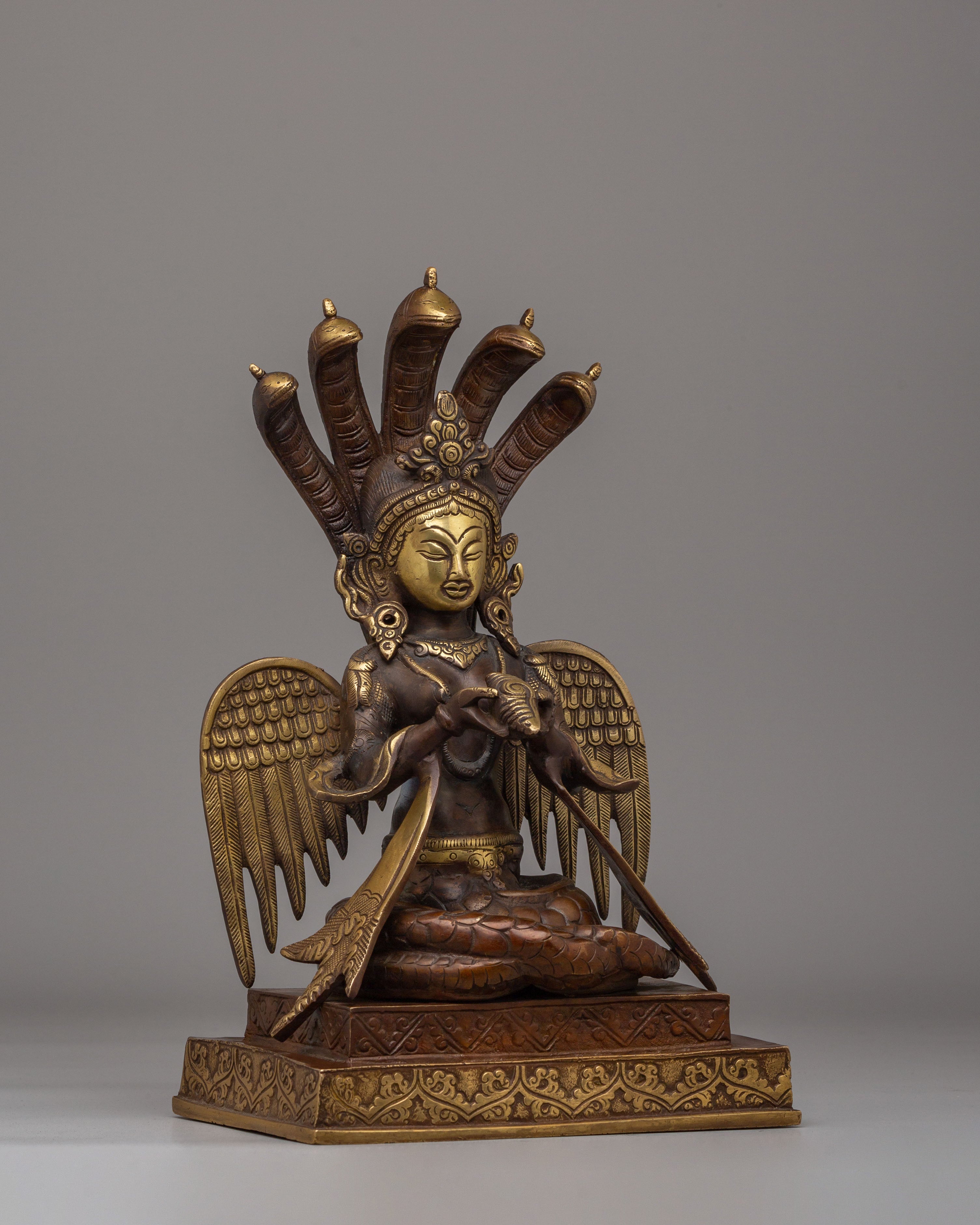 Traditional Nagkanya Statue | Handmade Brass Snake Goddess Figurine