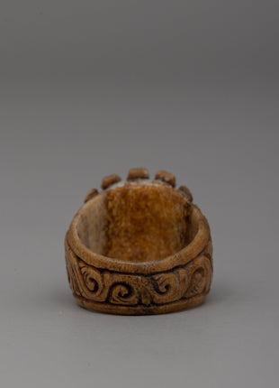 Intricately Hand-Carved Buffalo Bone Ring | Symbol of Elegance and Strength