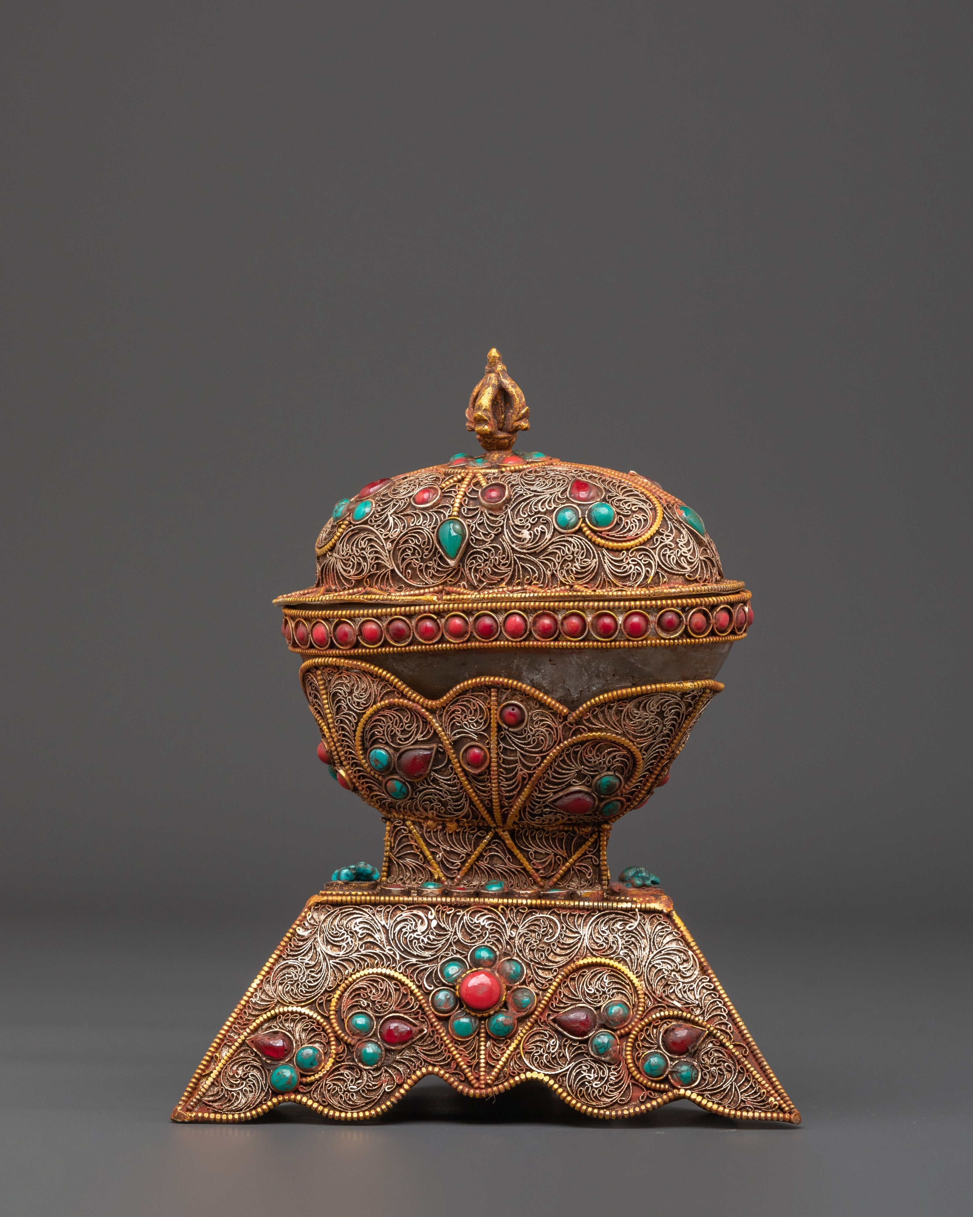 Spiritual Kapala Offering Cup | Handcrafted Buddhist Ritual Vessel