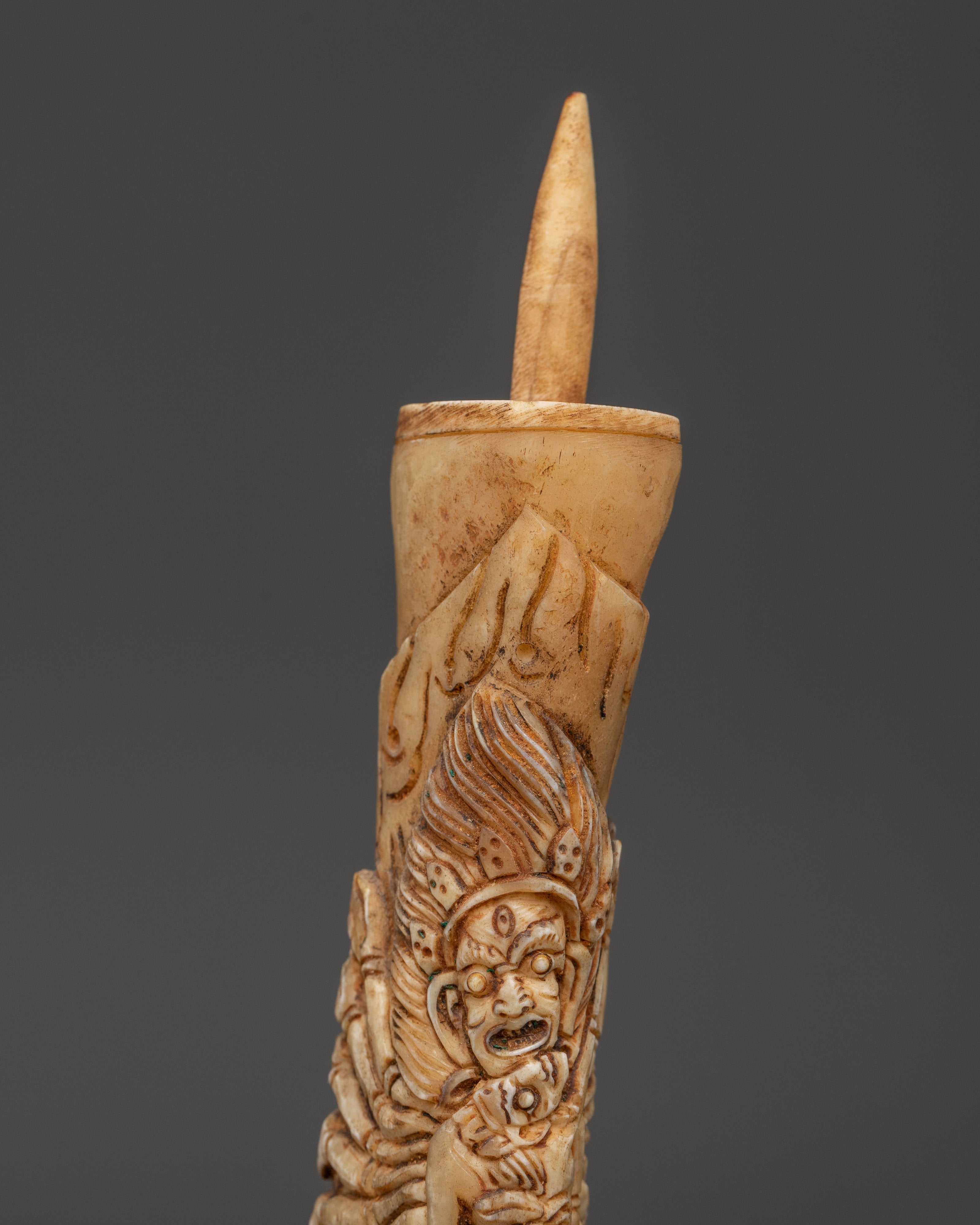 Handcarved Ritual Yak Bone Stamp | For Mantra Impressions, Buddhist Ceremonies