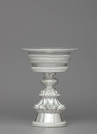 Butter Lamp Buddhist Ritual Set | Silver Carved Religious Item