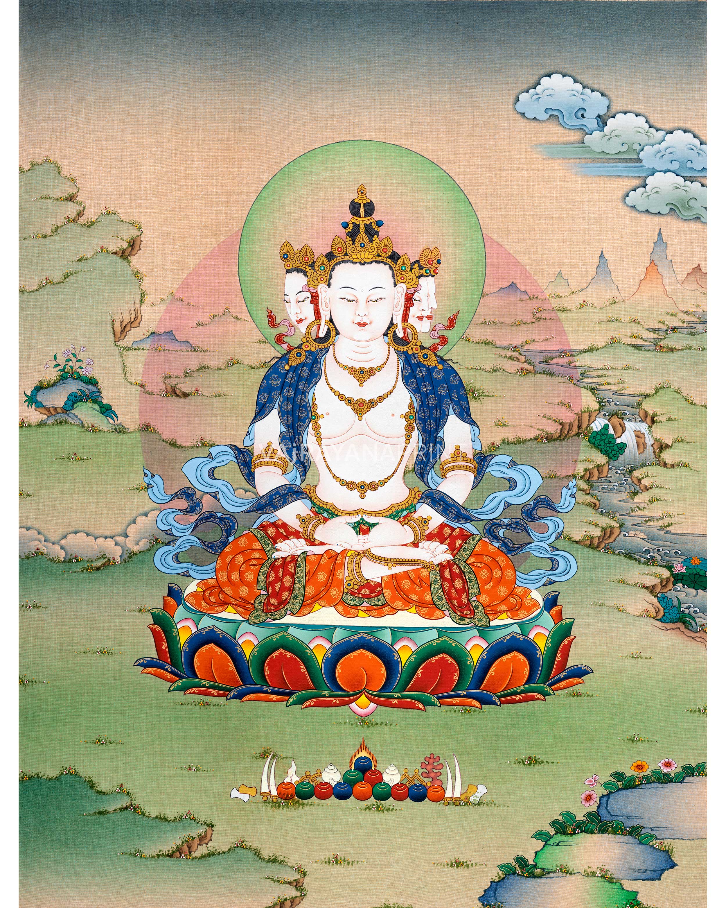 Thangka Artistry of Vairocana Buddha | Thangka Print of Universal