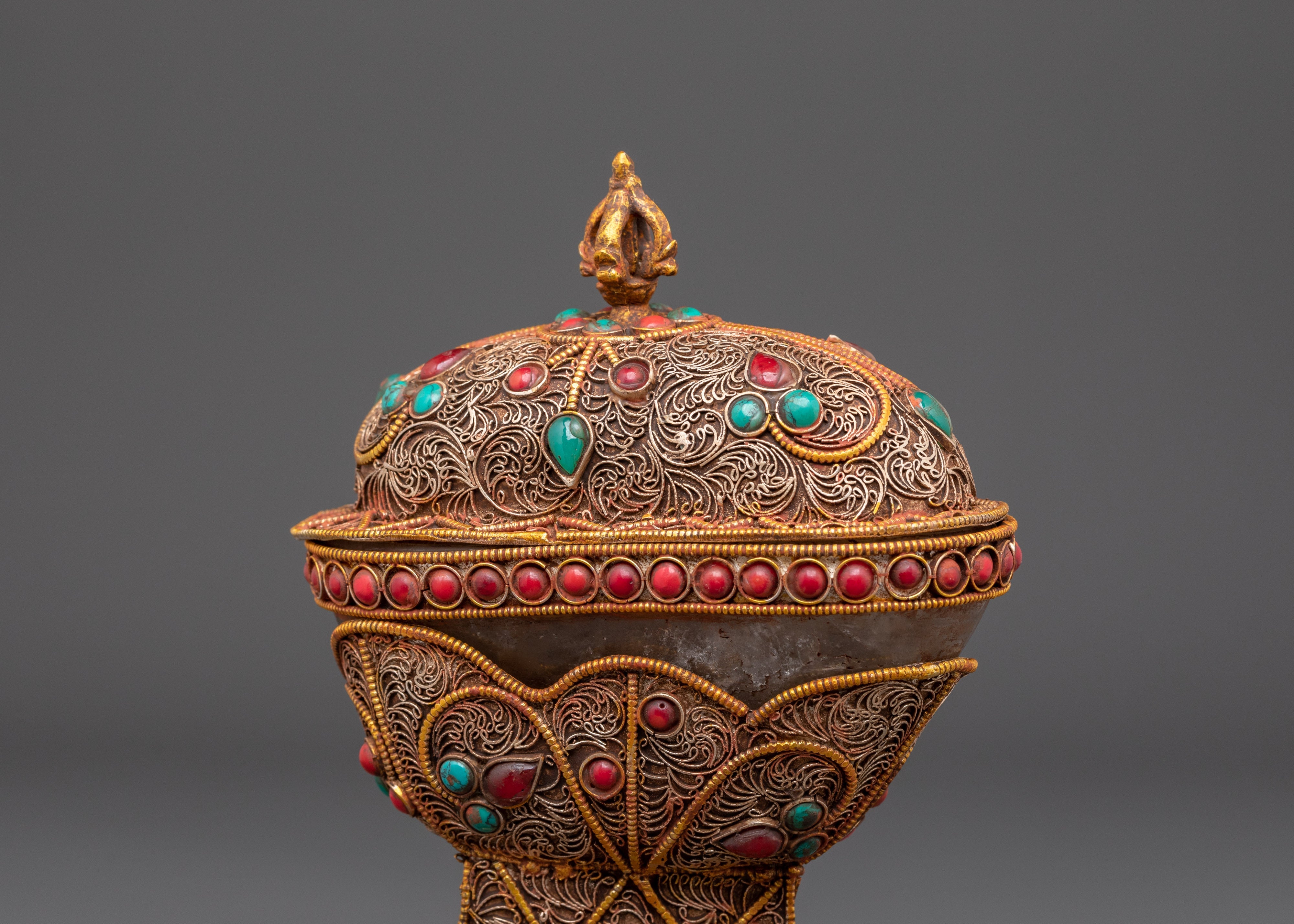 Spiritual Kapala Offering Cup | Handcrafted Buddhist Ritual Vessel