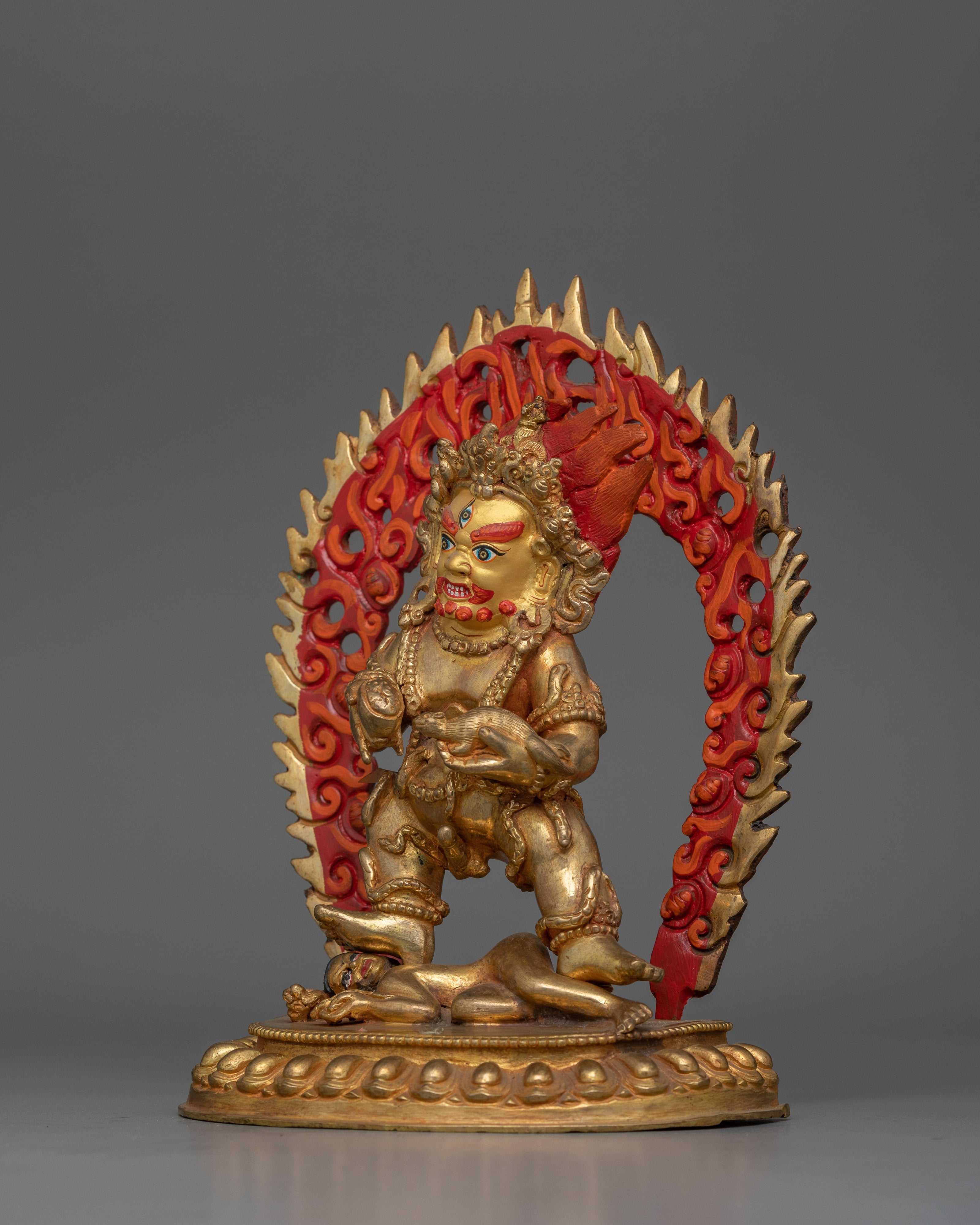24K Gold Black Dzambhala Sculpture | Buddhist Protector of Wealth and Harmony