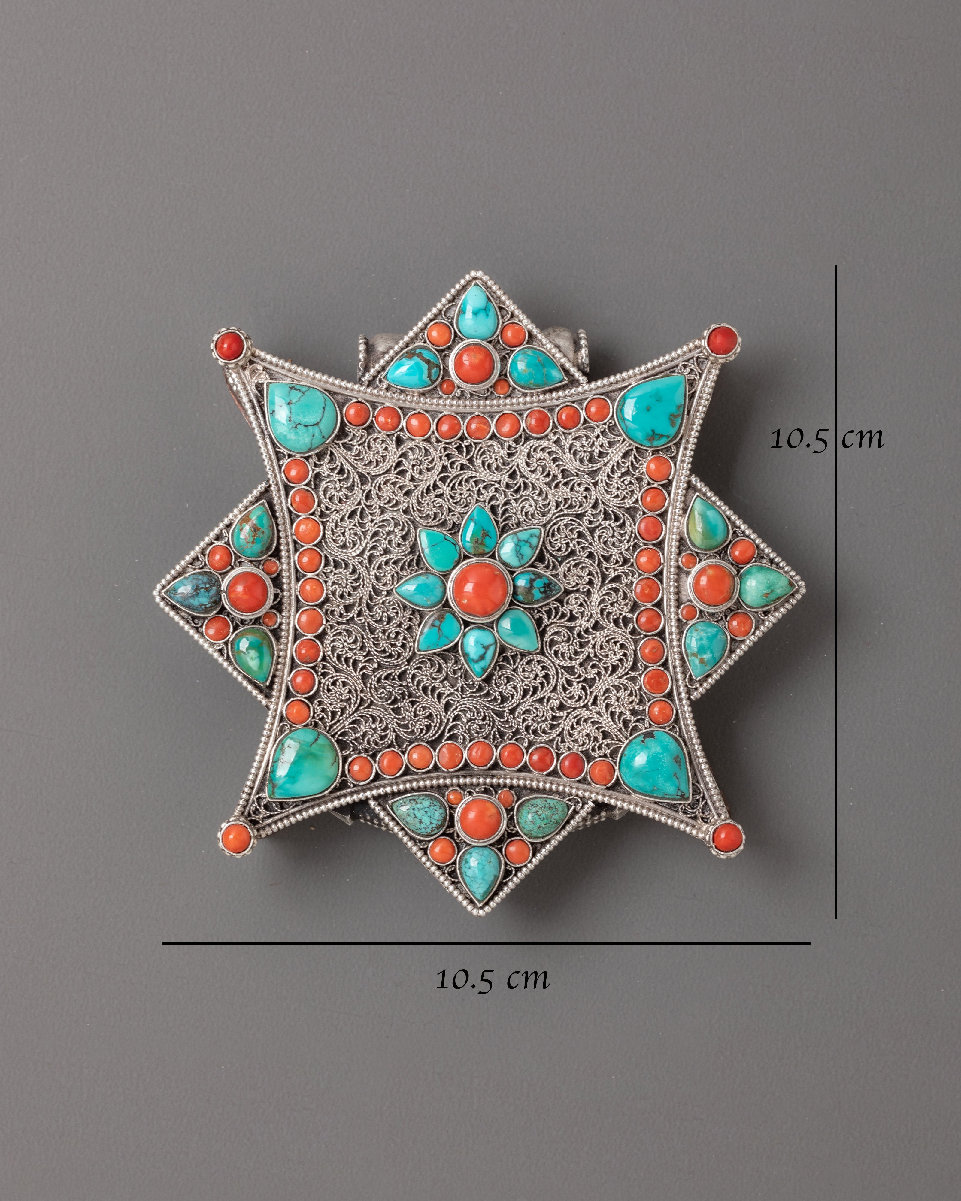 Coral and Turquoise Pendant | Sacred Amulet
