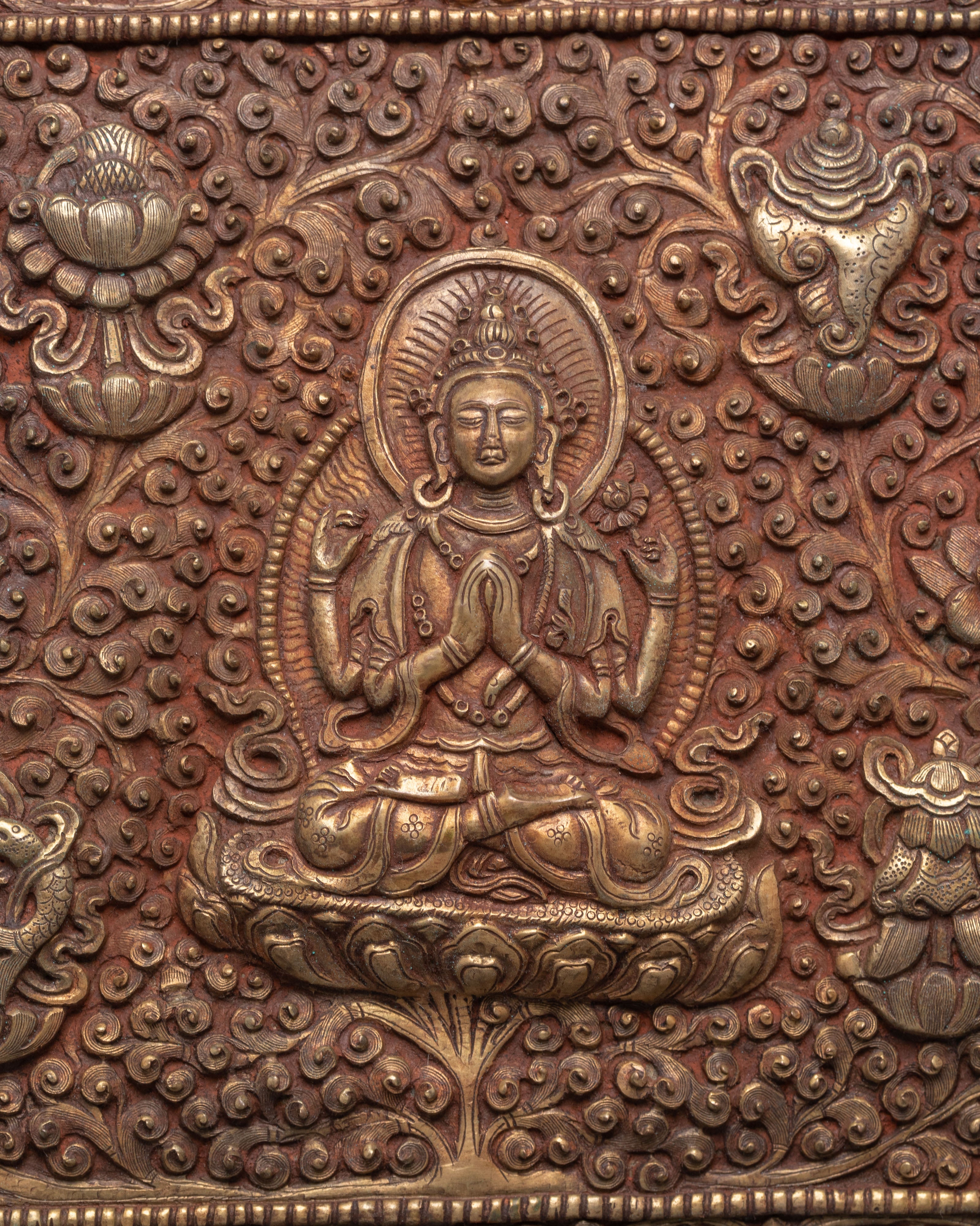 Avalokitesvara Carved Altar Box | Symbol of Wisdom