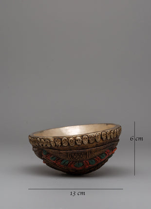 Sacred Kapala Skull Cup | Ritual Tool for Spiritual Offerings and Enlightenment