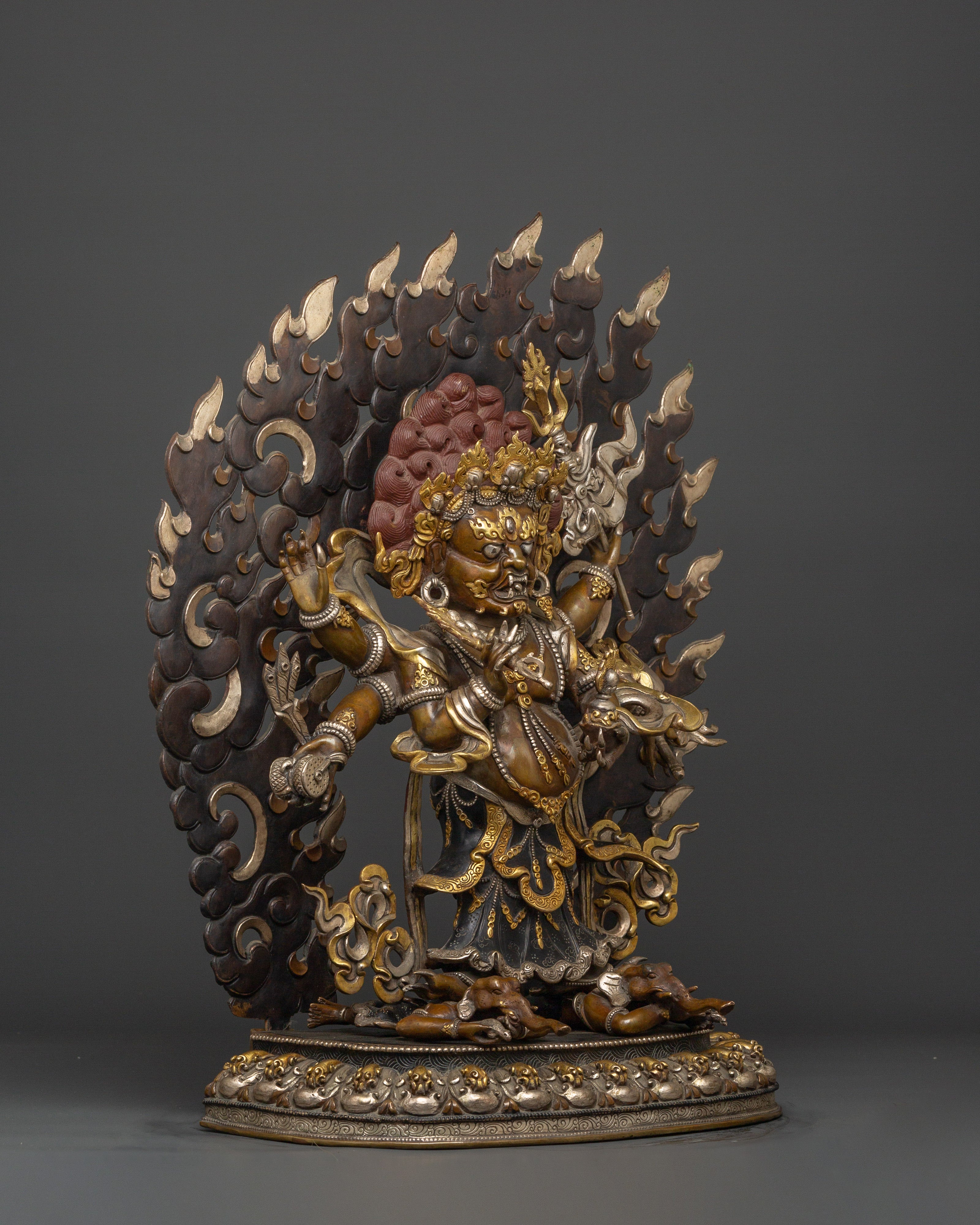 White Mahakala Wrathful Form – Tibetan Protector Deity Statue
