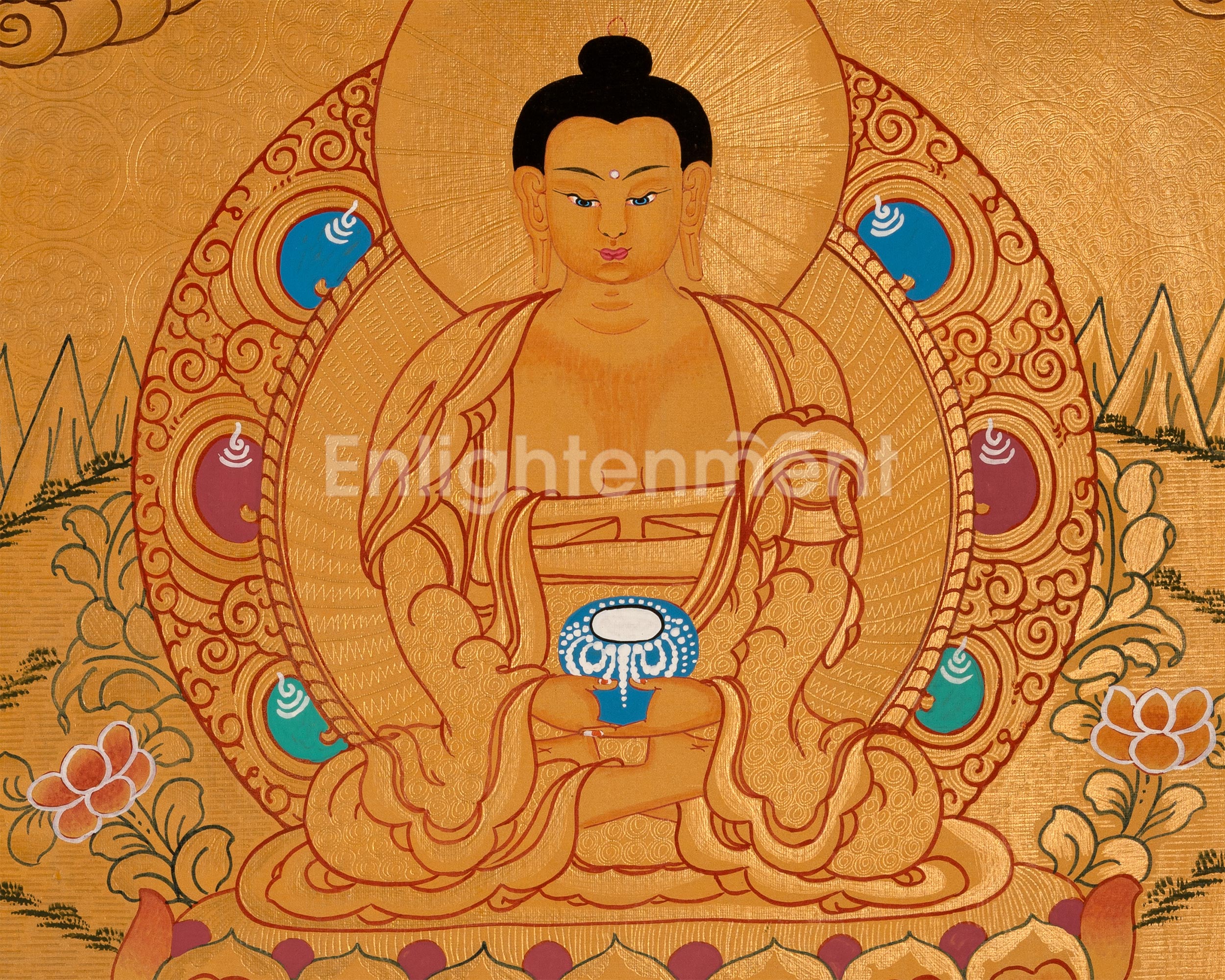 Traditional Amitabha Buddha Thangka | Buddha of Infinite Light and Compassion