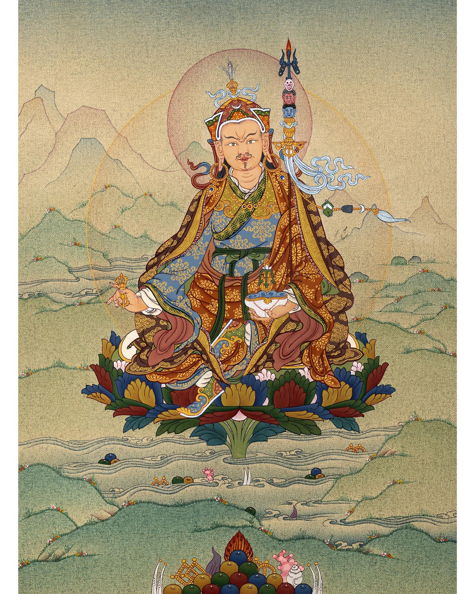 Guru Rinpoche Thangka Painting | Tibetan Buddhist Art