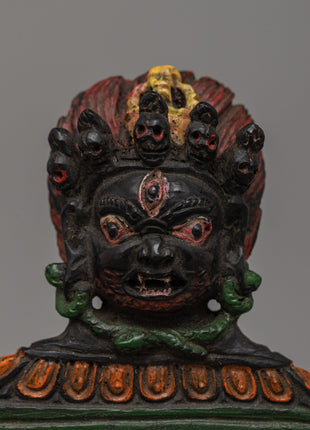 Hand-Carved Bhairav Head Decor | Spiritual Protection Idol