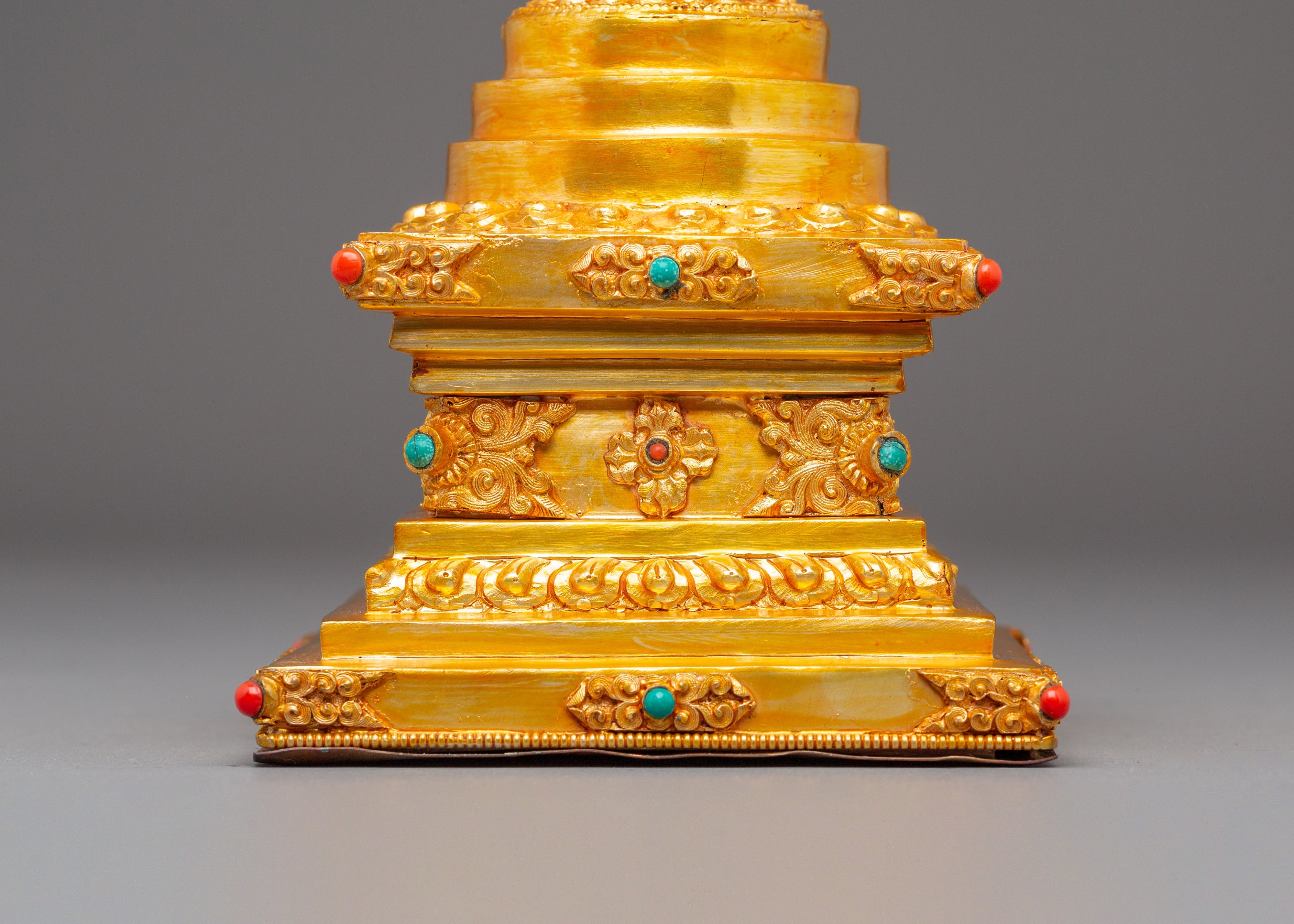 Golden Stupa for Altar | Tibetan Buddhist Stupa for Meditation