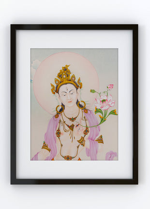 Karma Gardi's Masterpiece Goddess White Tara Portrait | Artistic Elegance in Giclee Canvas