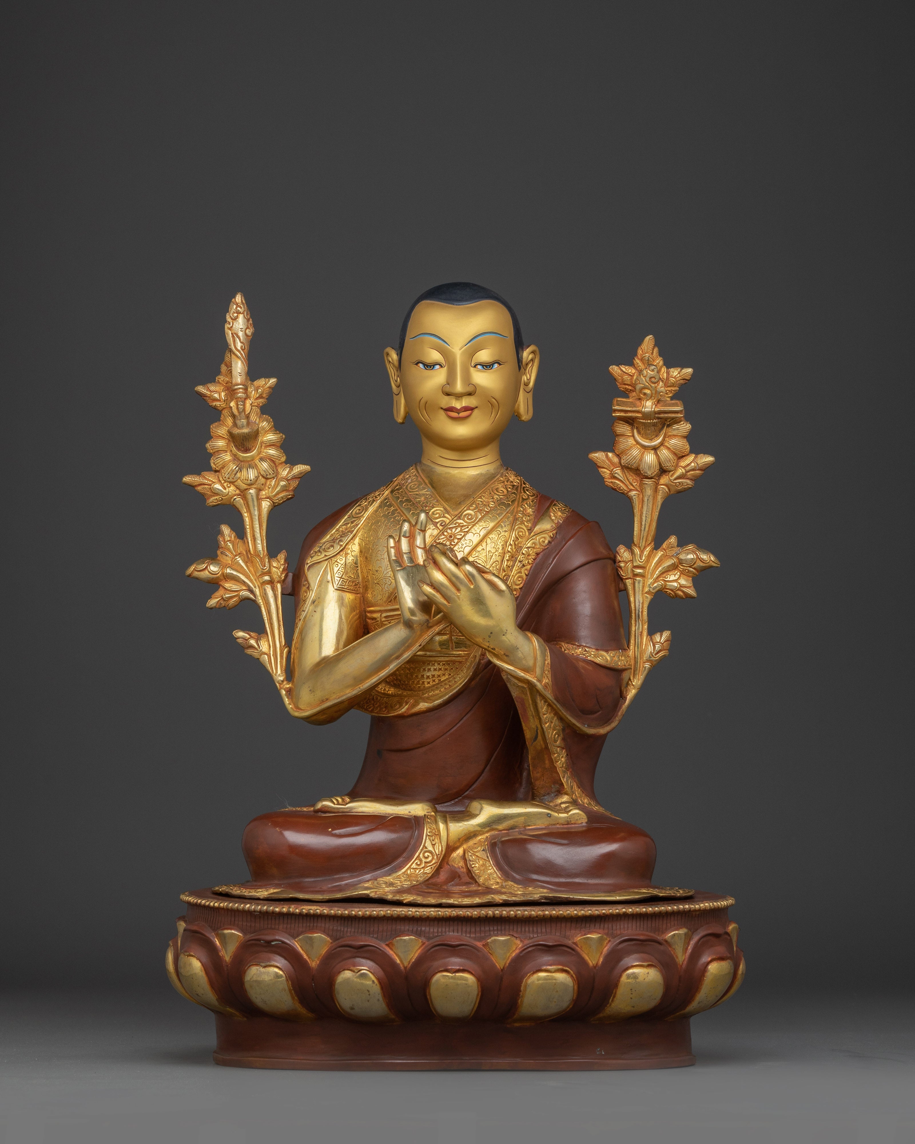 Statue Set of Tsongkhapa | Altar Centerpiece for Peace and Wisdom