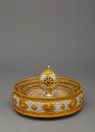 Traditional Mandala Offering Set Artwork |Gold Plated Ritual Craft