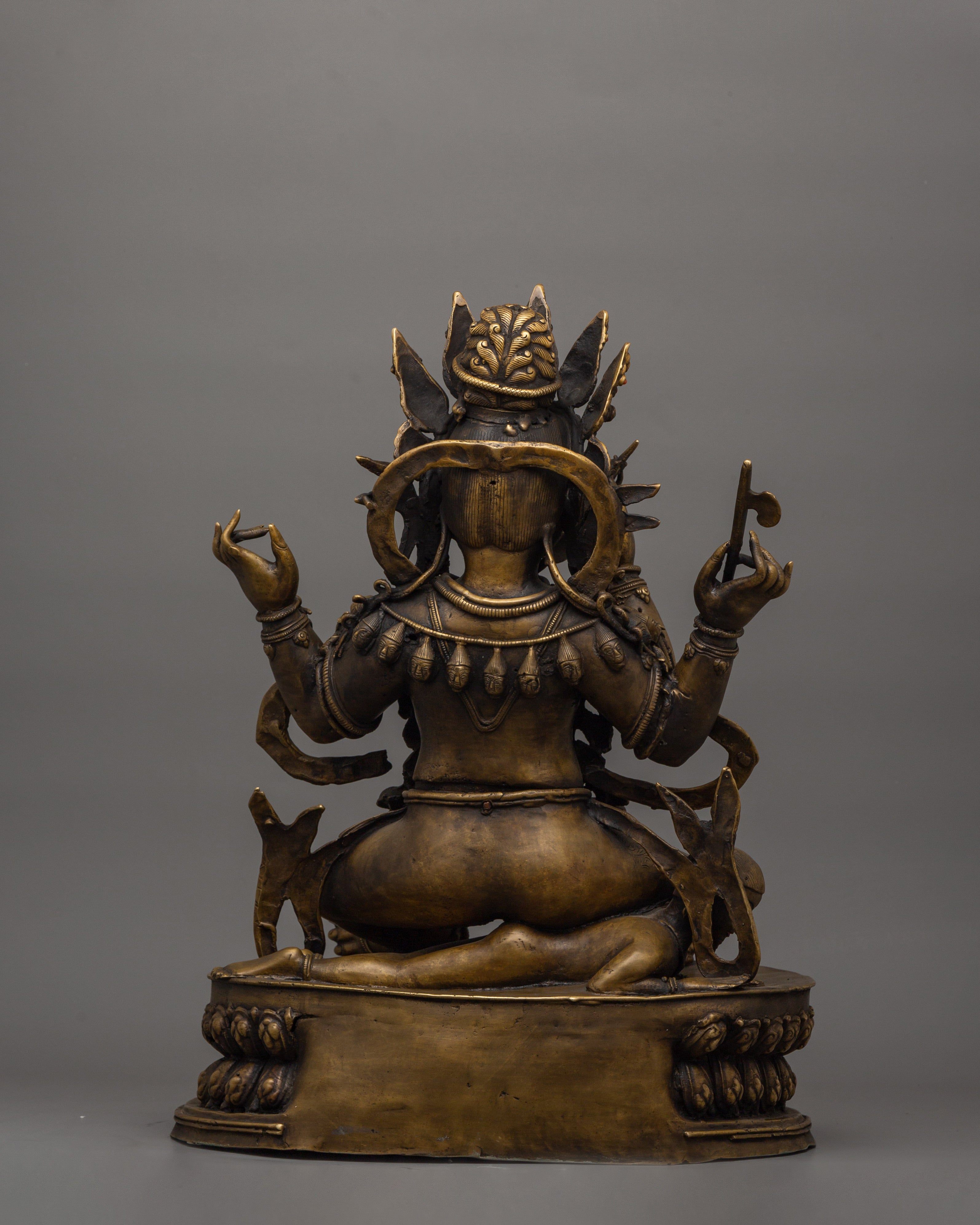 Four Armed Mahakala Statue | Tibetan Protector Deity Sculpture