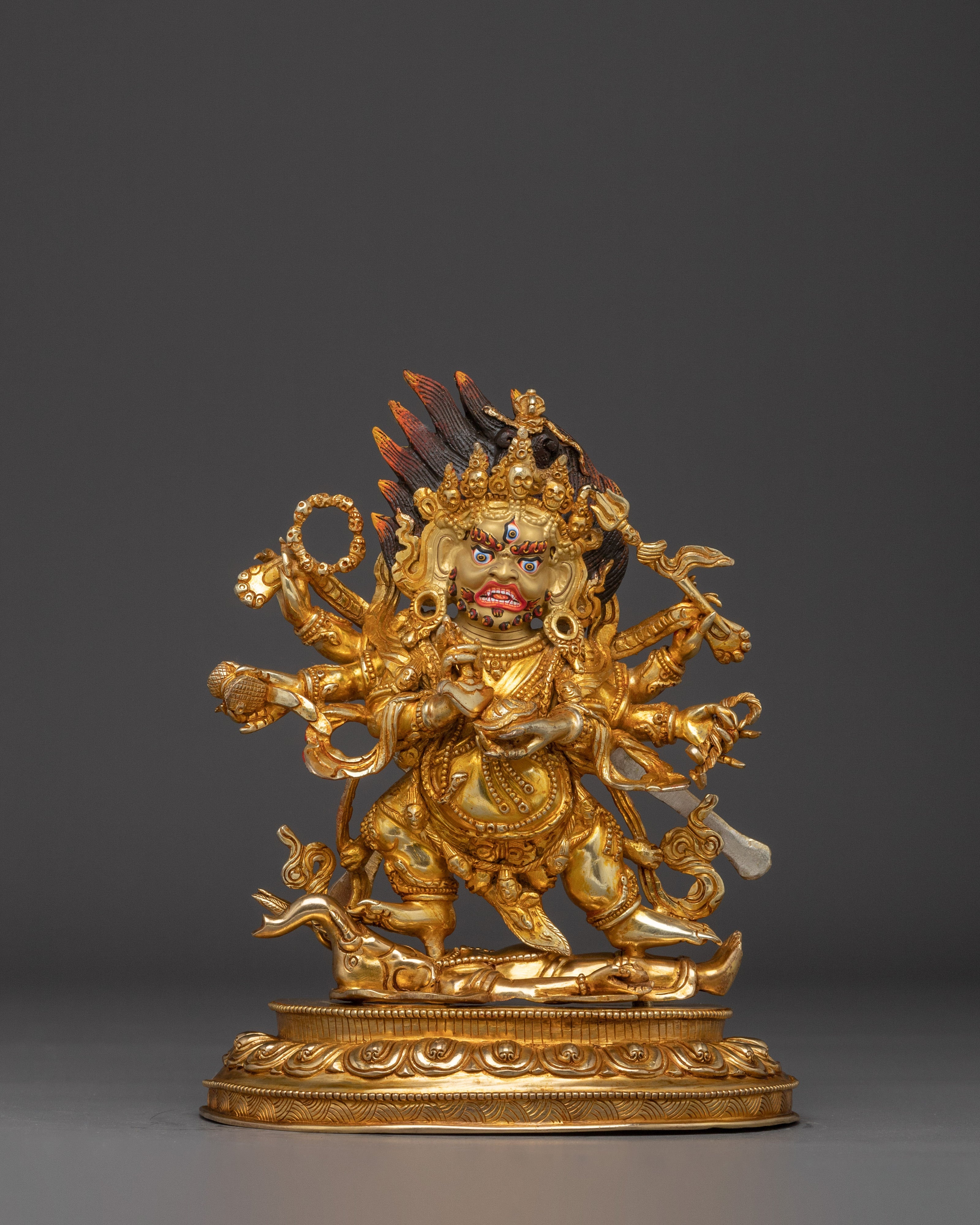 Handcrafted  Six Armed Mahakala Statue for Meditation | Fierce Buddhist Protector