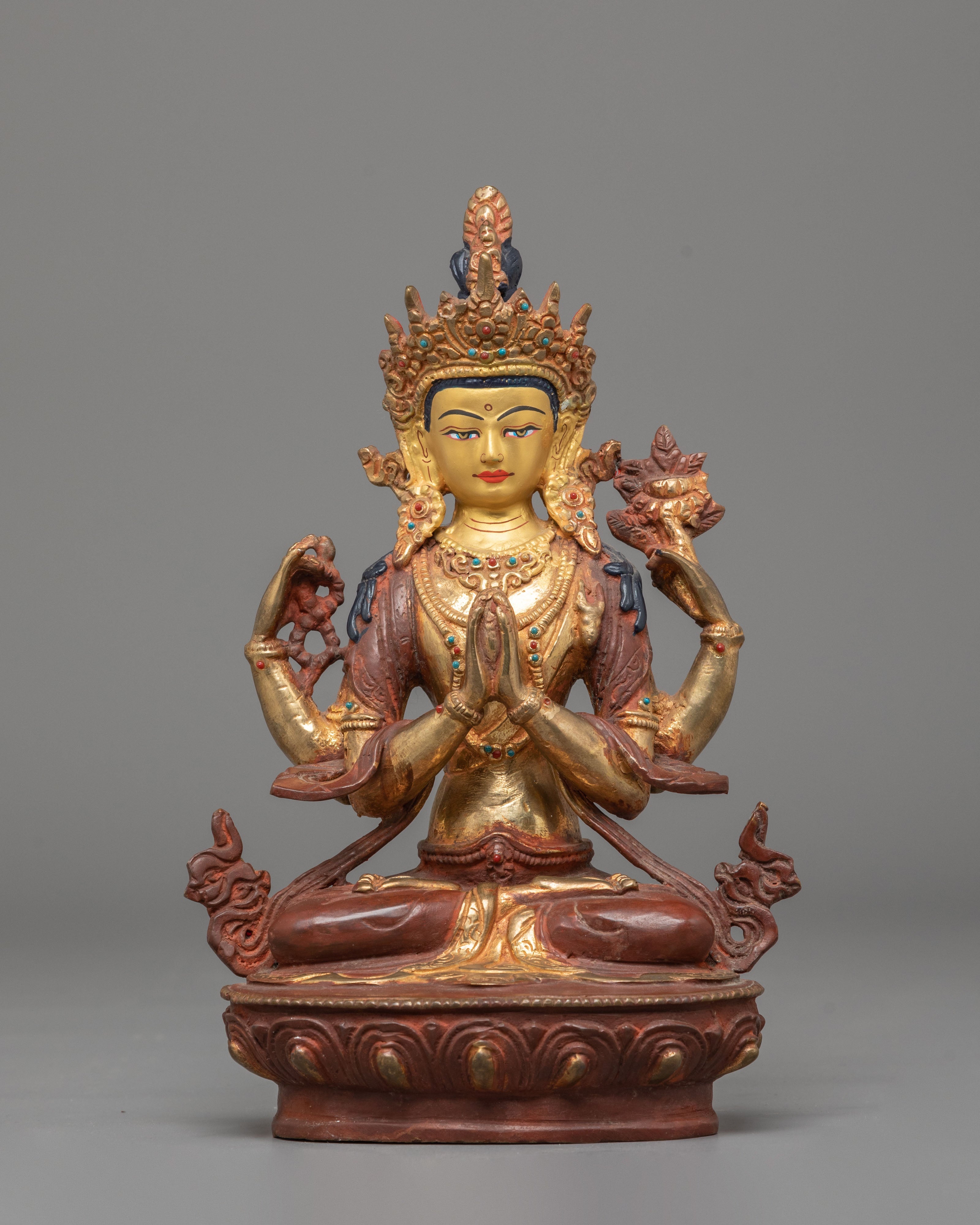 Gold  Plated Statue of Bodhisattva Chenrezig