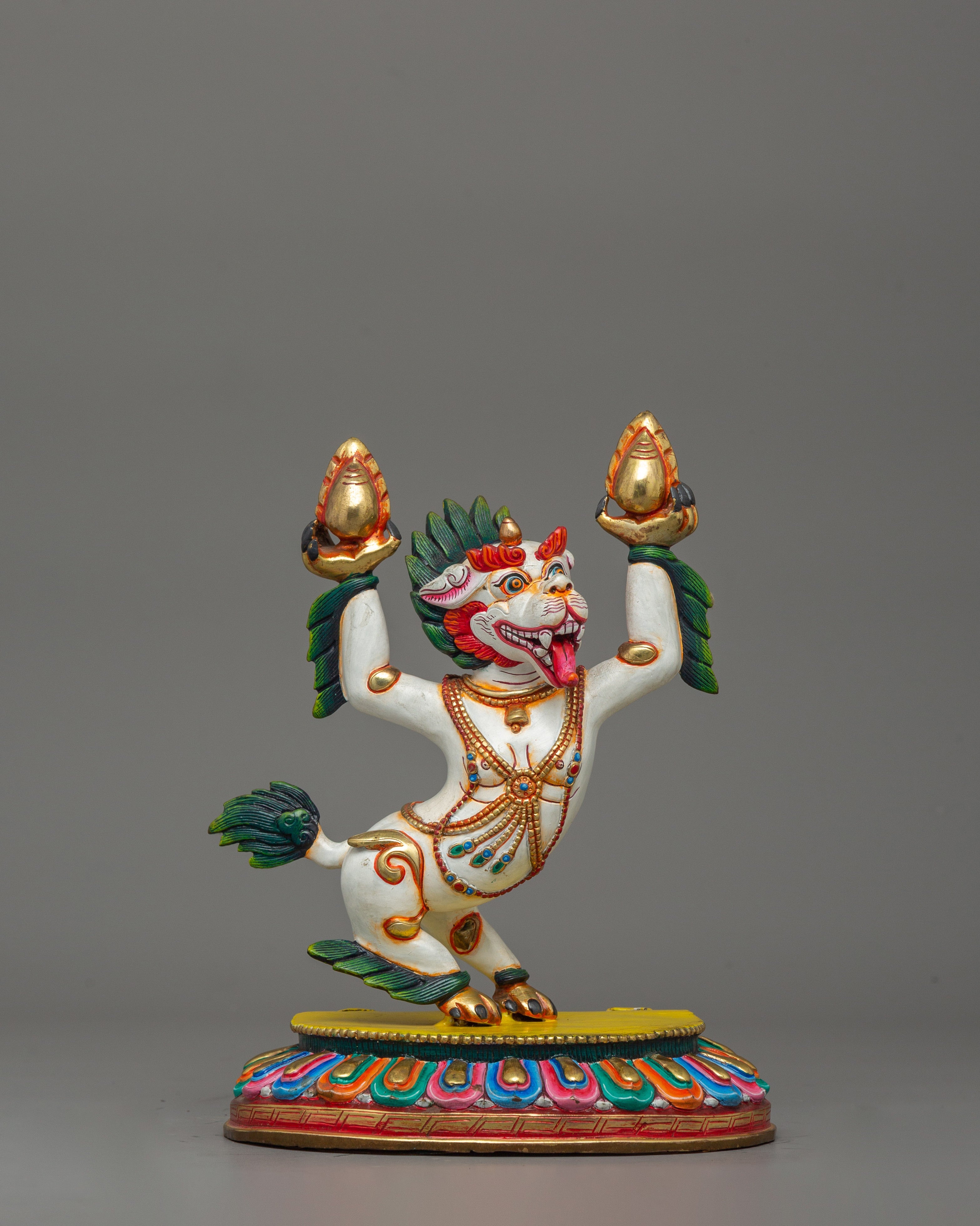 Gold-Plated Copper Foo Dog Lion Set | Guardian Statues for Shrines